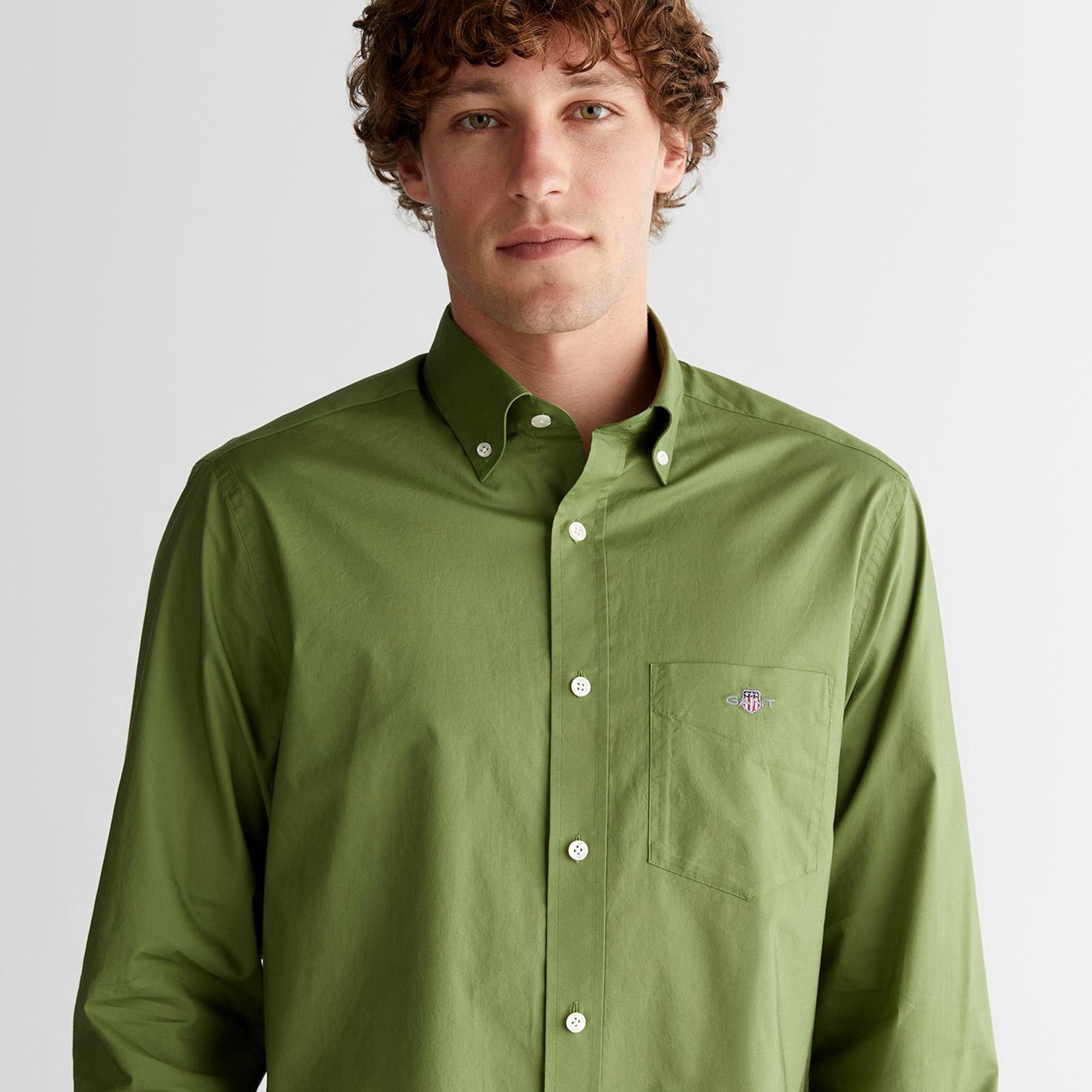 GANT Erkek Yeşil Regular Fit Logolu Gömlek