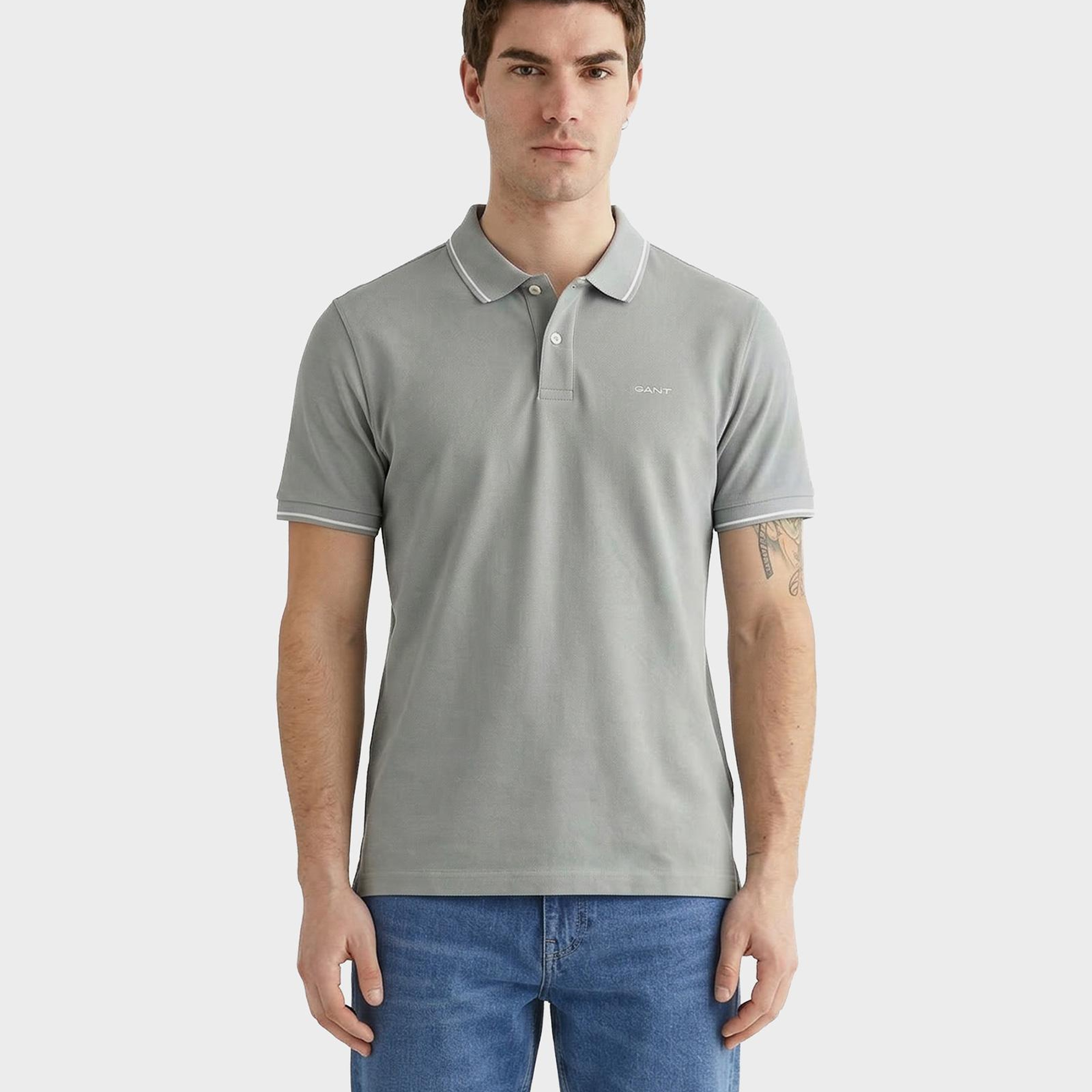 GANT Erkek Yeşil Regular Fit Polo Yaka T-Shirt