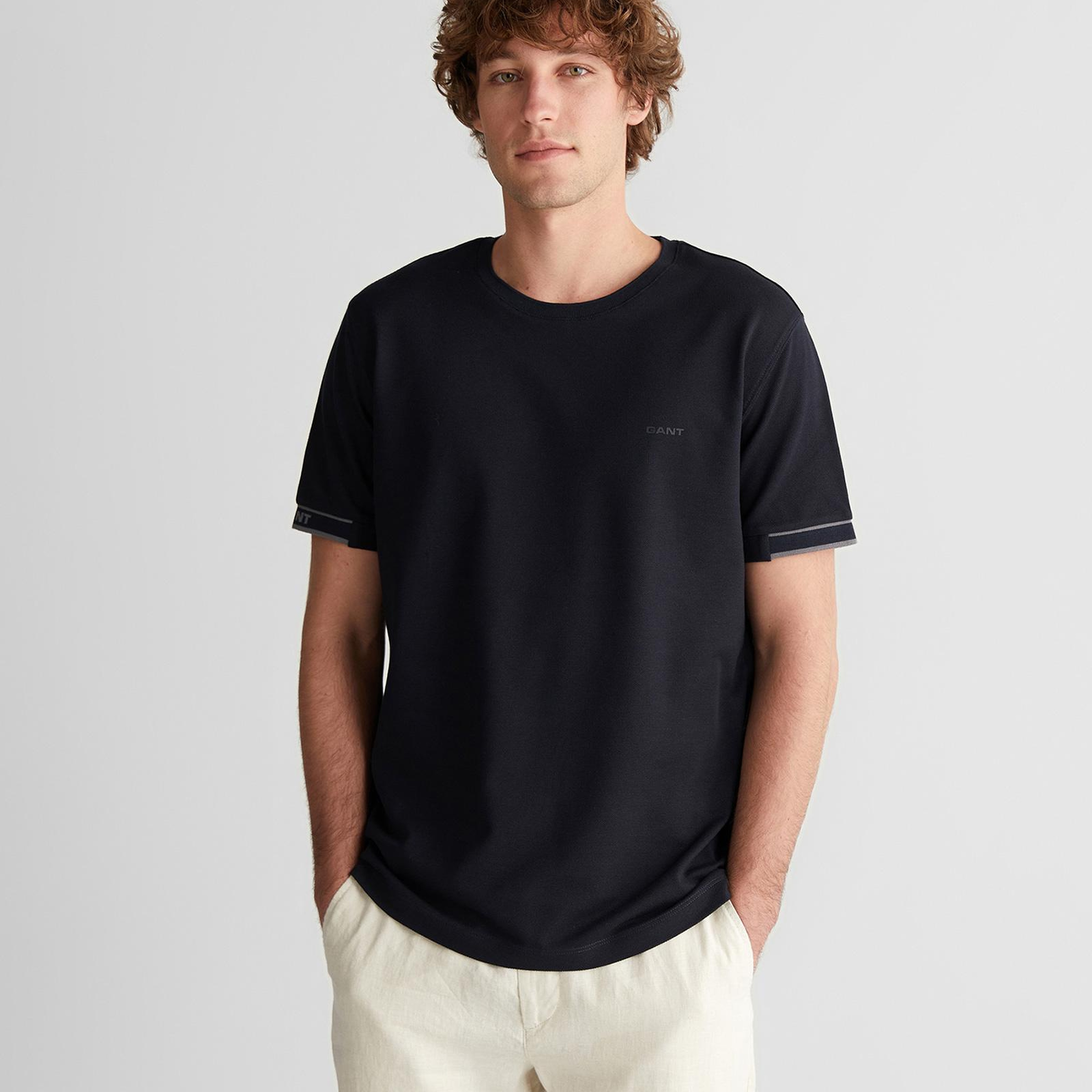 GANT Erkek Siyah Baskılı Regular Fit T-Shirt