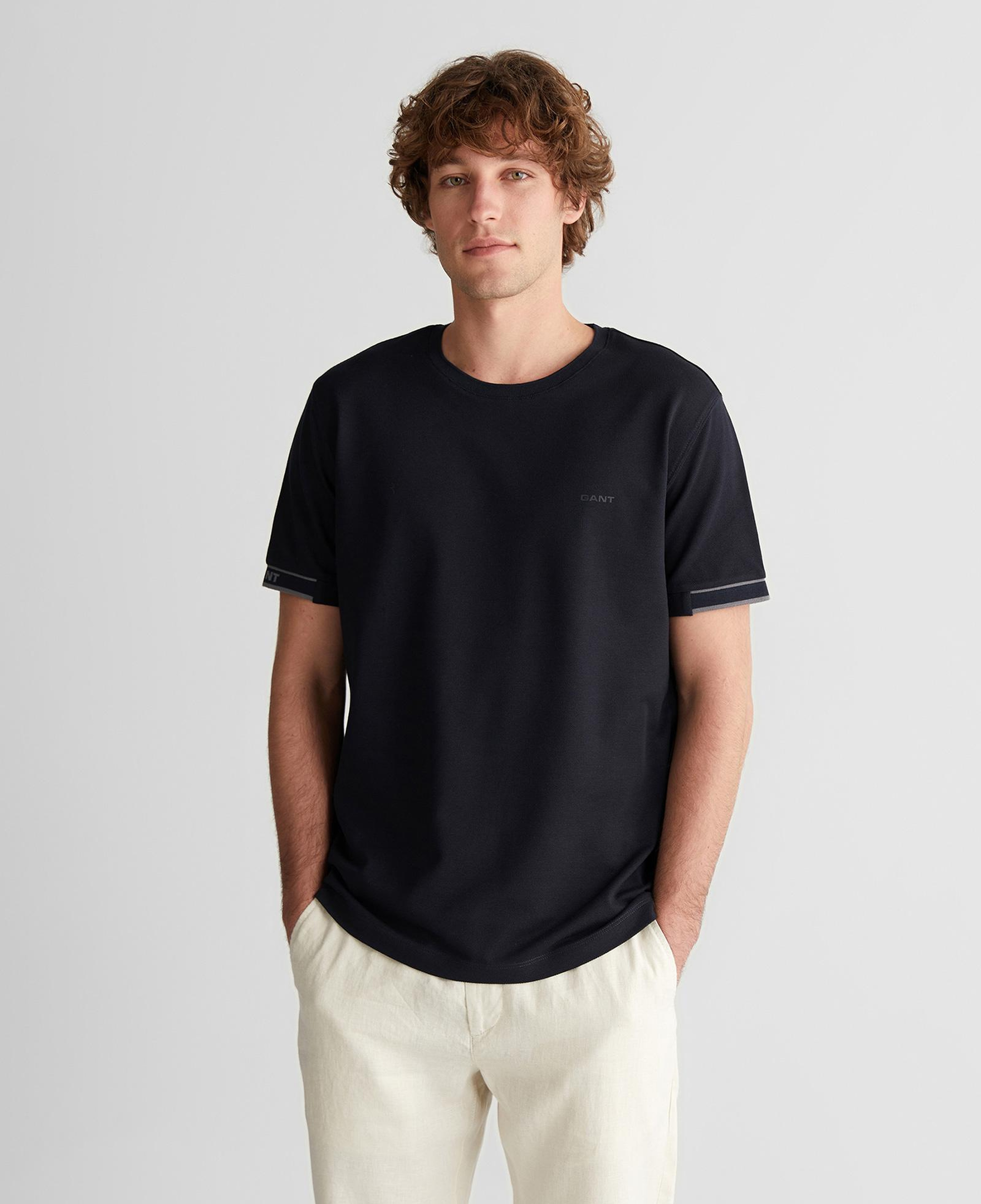 GANT Erkek Siyah Baskılı Regular Fit T-Shirt
