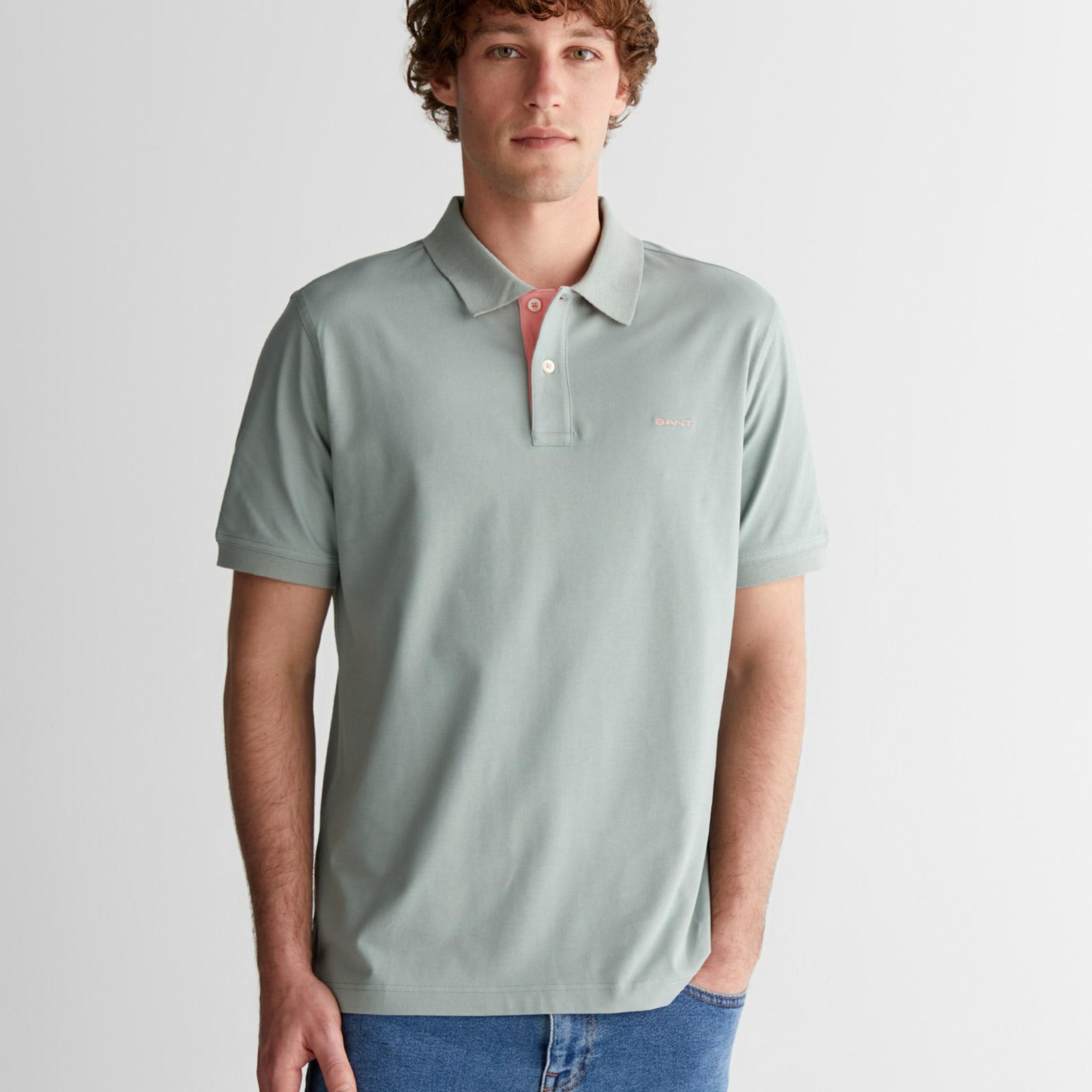 GANT Erkek Yeşil Regular Fit Polo Yaka T-Shirt