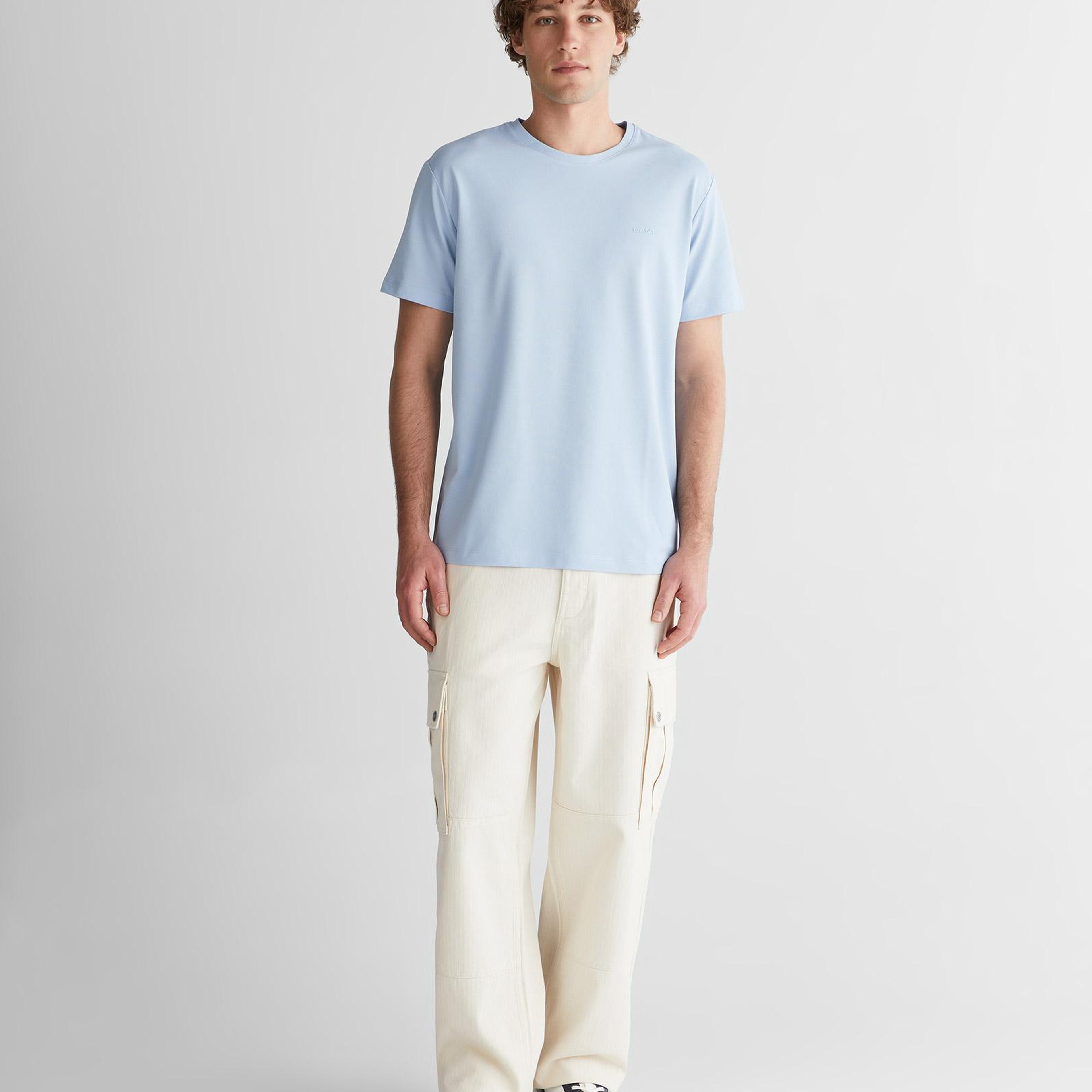 GANT Erkek Mavi Baskılı Kısa Kollu T-Shirt