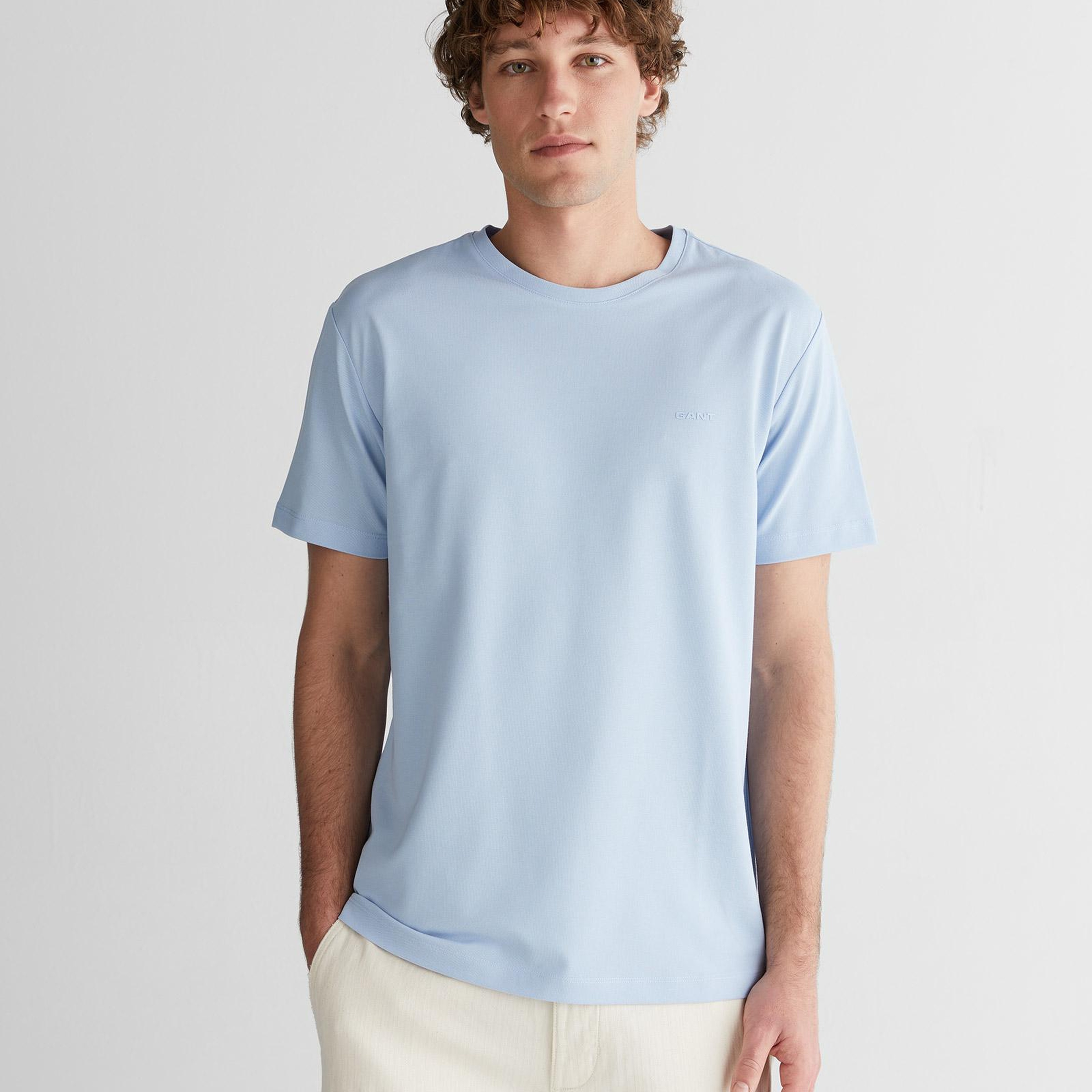 GANT Erkek Mavi Baskılı Kısa Kollu T-Shirt
