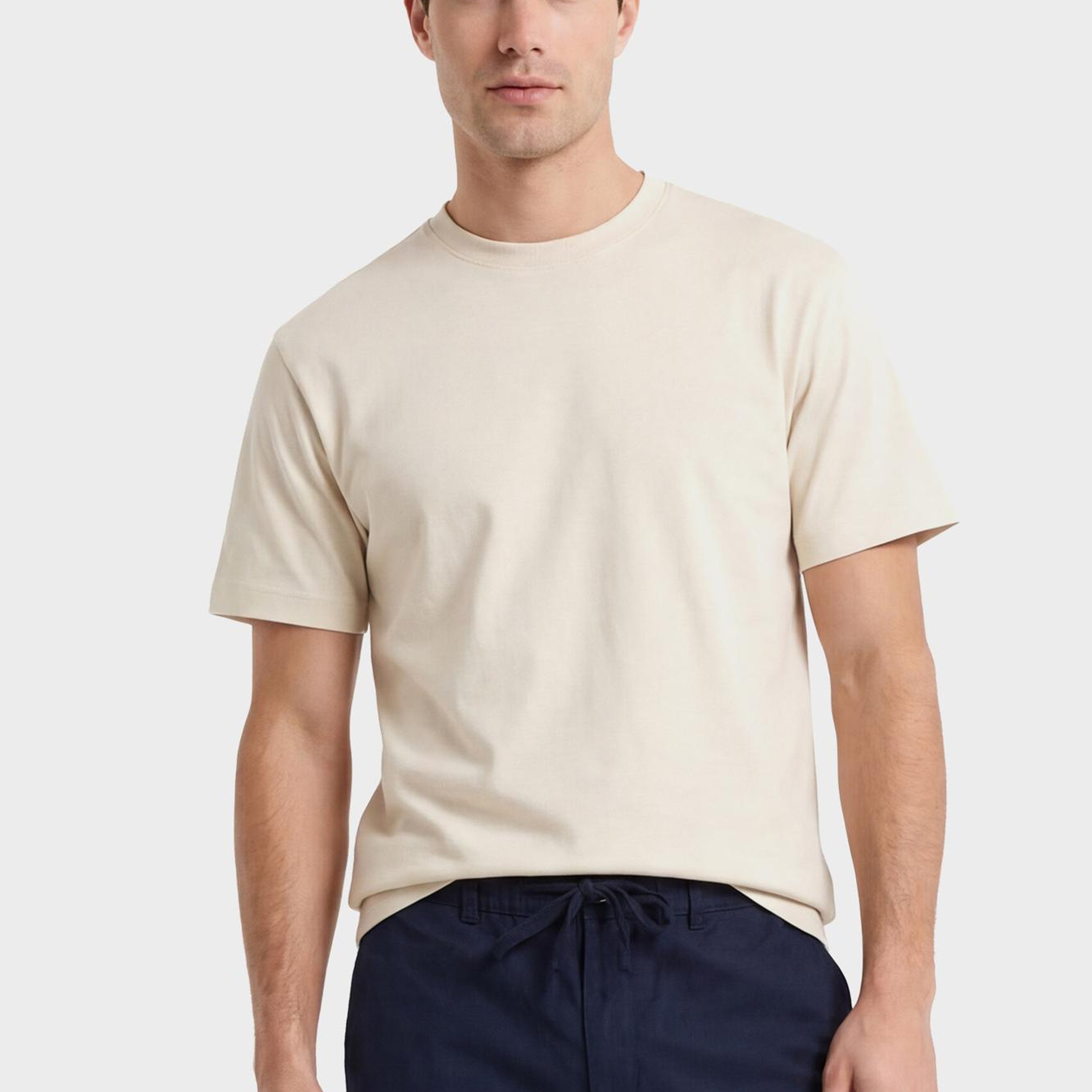 GANT Erkek Krem Bisiklet Yaka Regular Fit T-Shirt