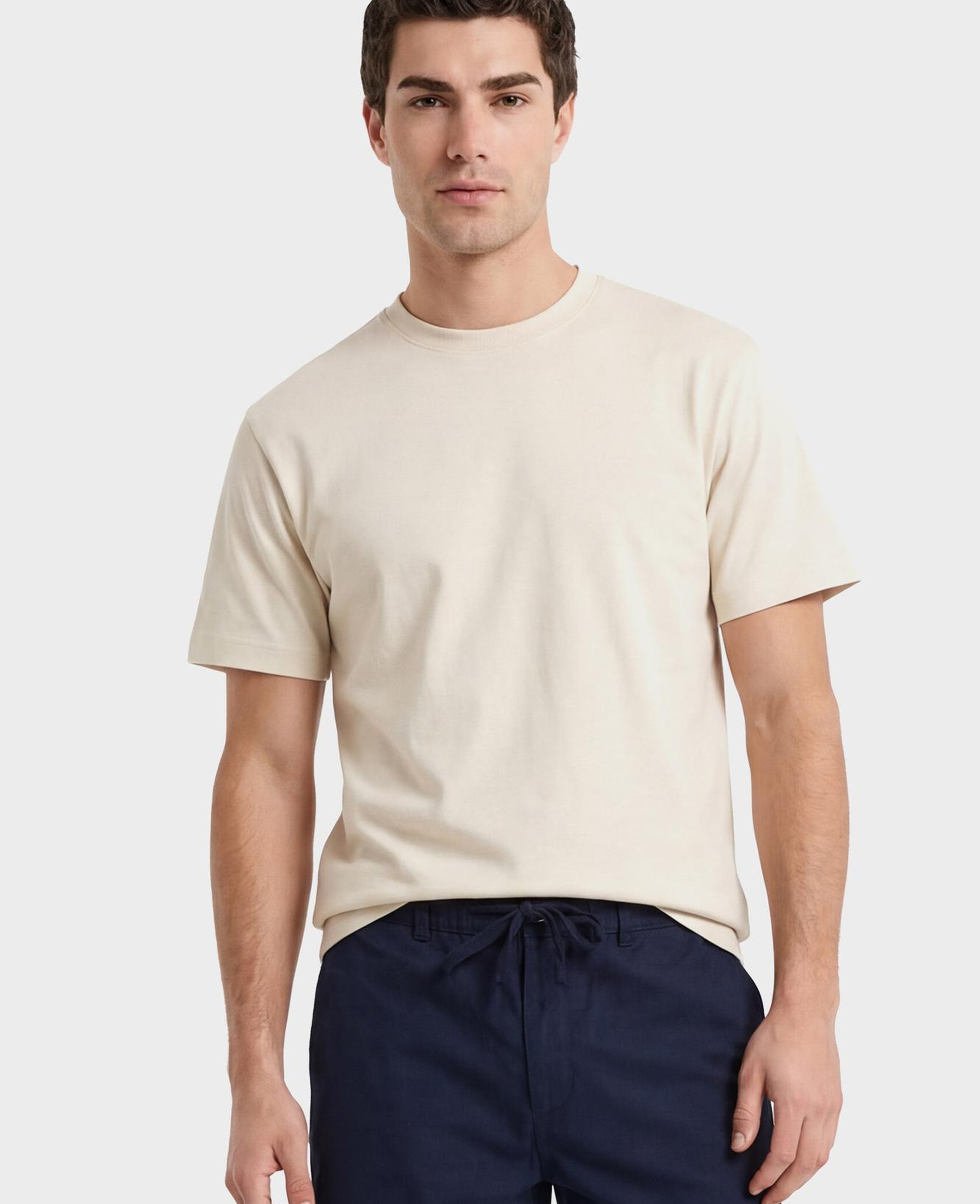 GANT Erkek Krem Bisiklet Yaka Regular Fit T-Shirt