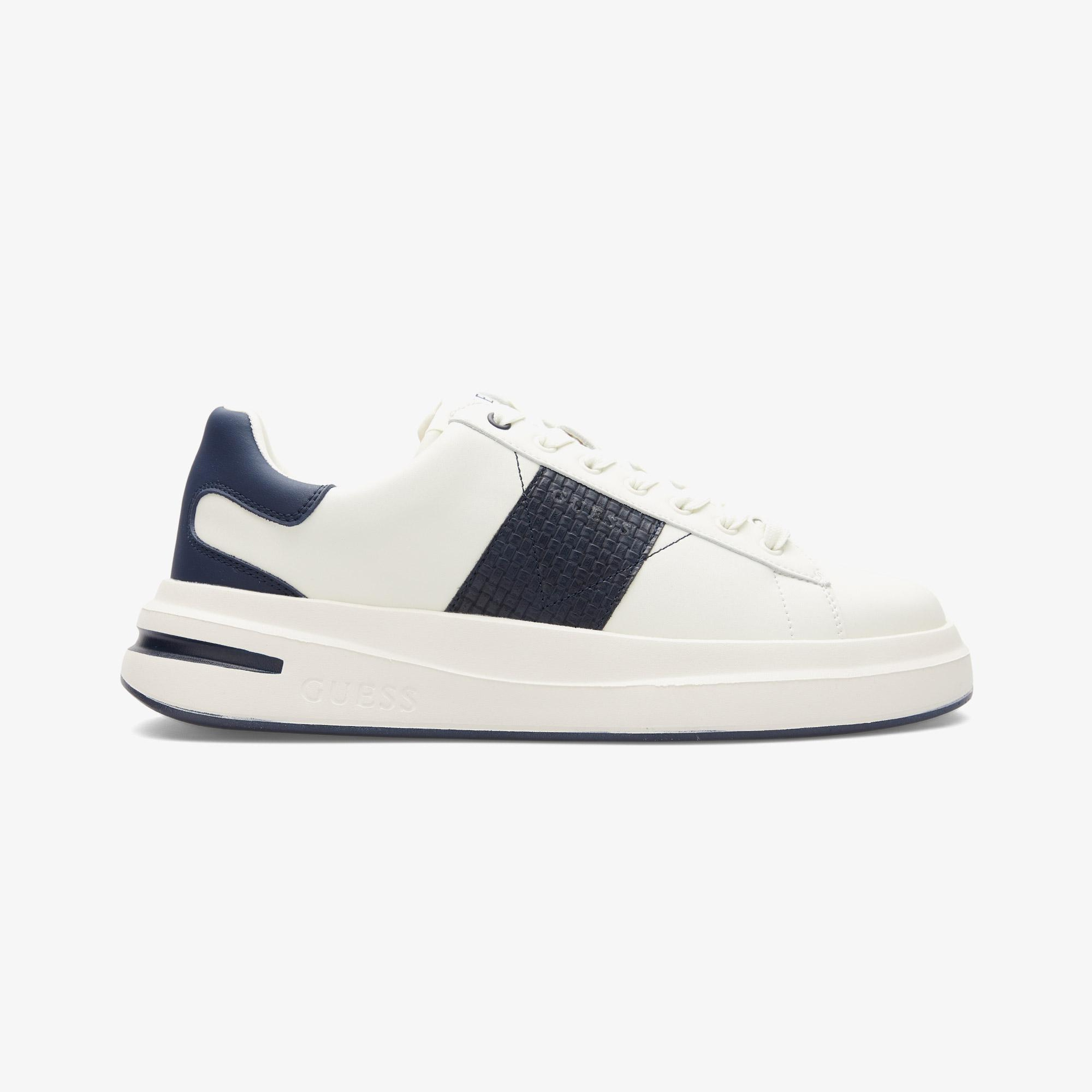 Guess Elba Deri Erkek Beyaz/Lacivert Sneaker