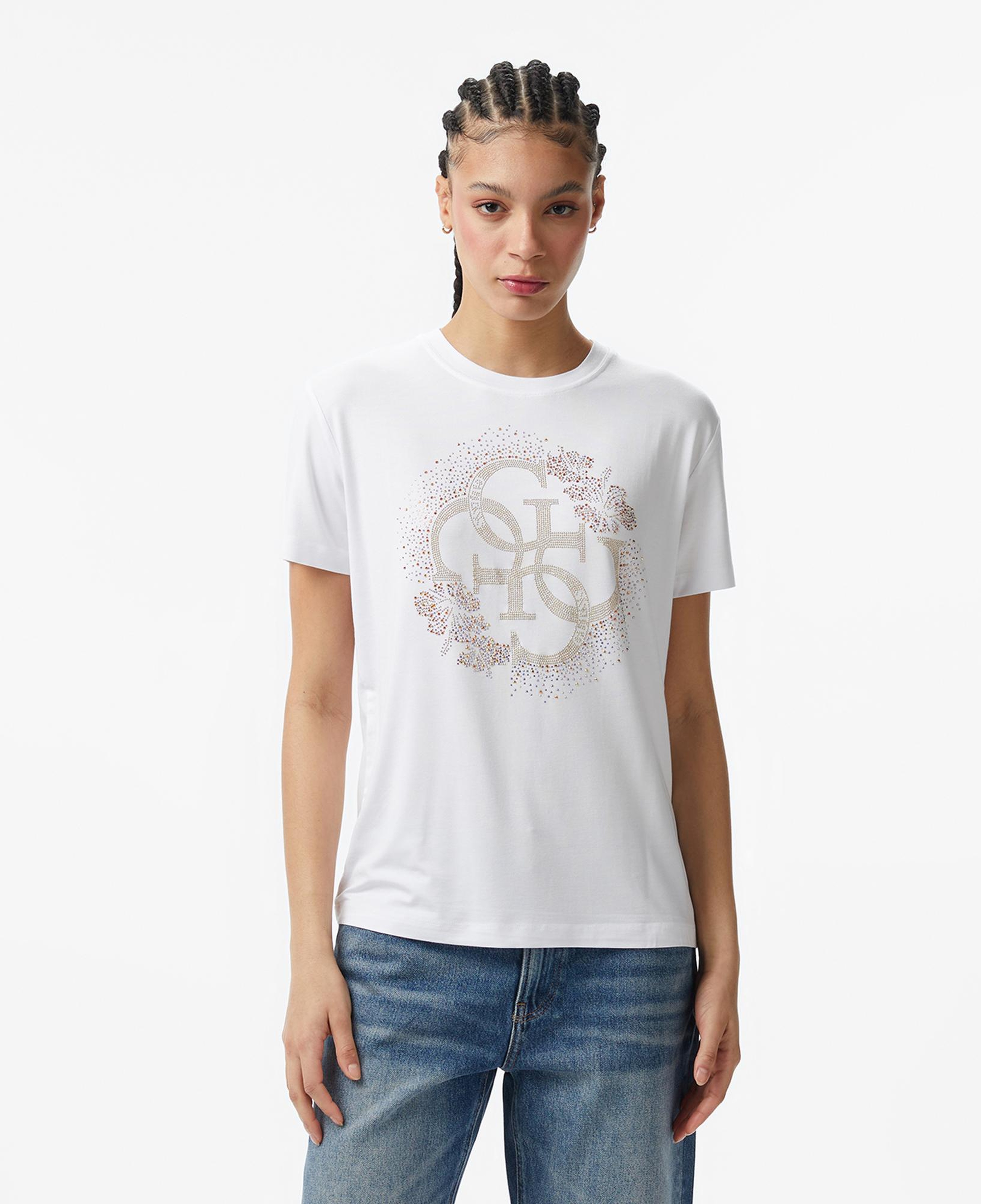 Guess Corinne Boxy Fit Kadın Bej T-Shirt