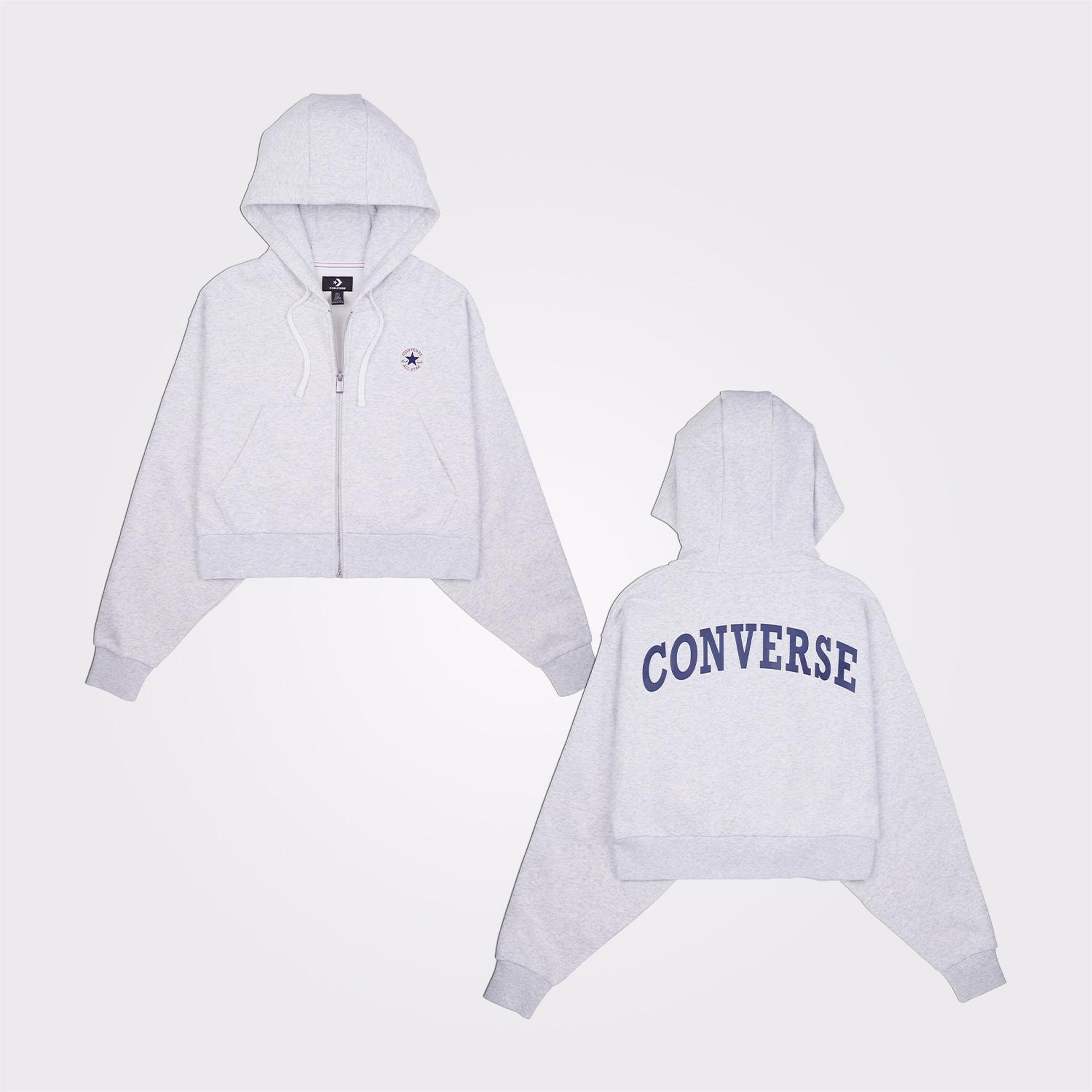 Converse Retro Full-Zip Kadın Gri Hoodie