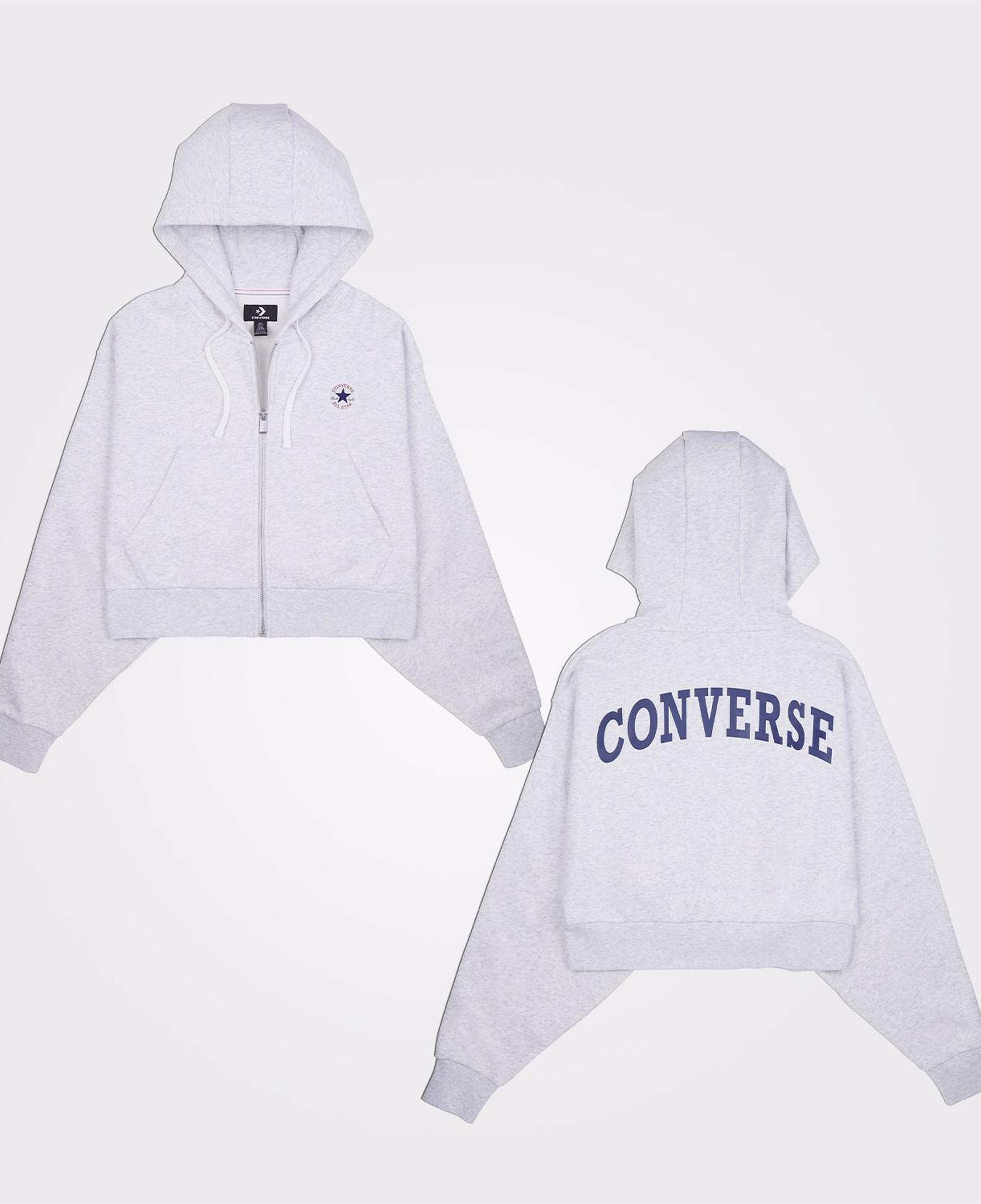Converse Retro Full-Zip Kadın Gri Hoodie