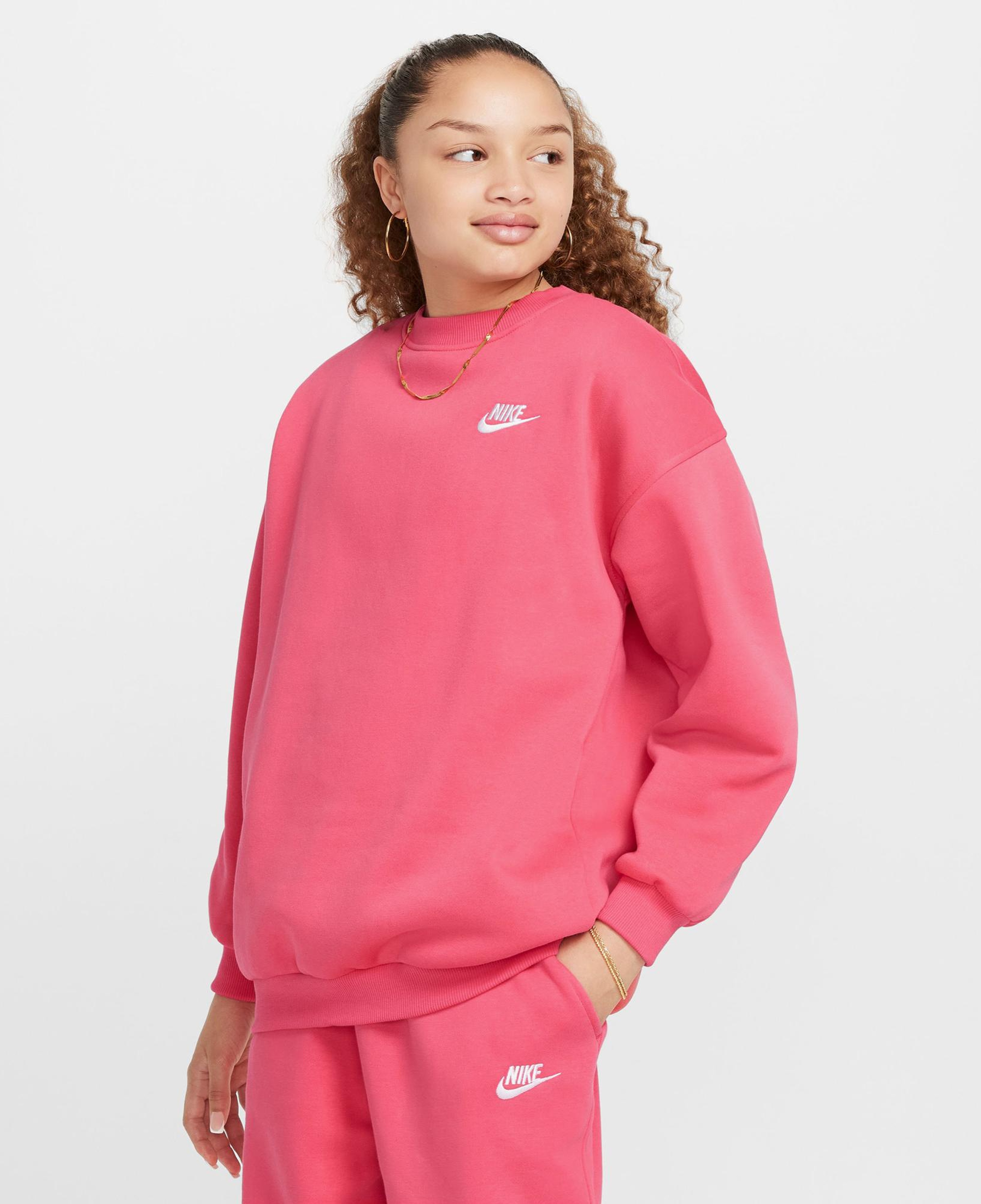 Nike Sportswear Club Fleece Oversized Çocuk Pembe Sweatshirt