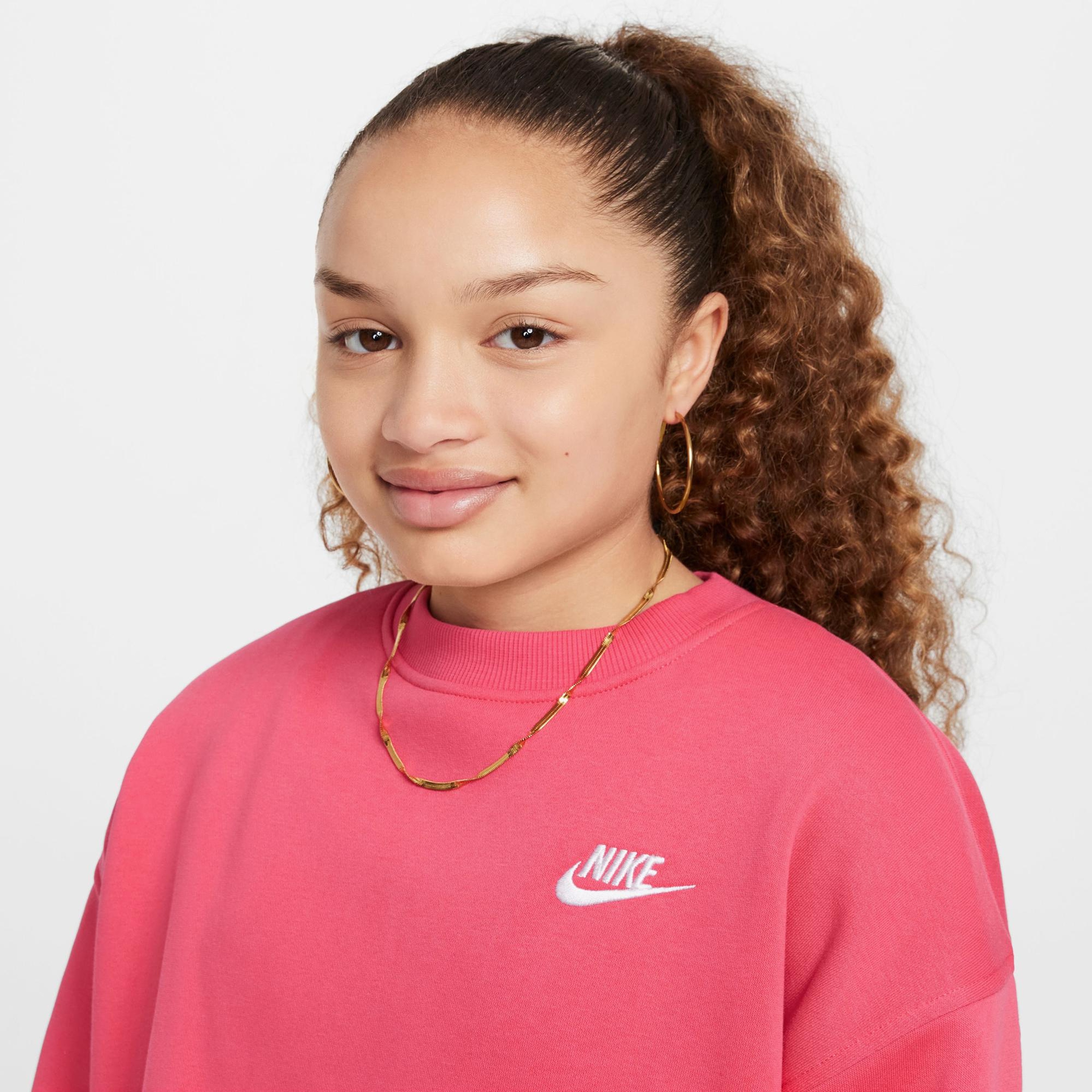 Nike Sportswear Club Fleece Oversized Çocuk Pembe Sweatshirt