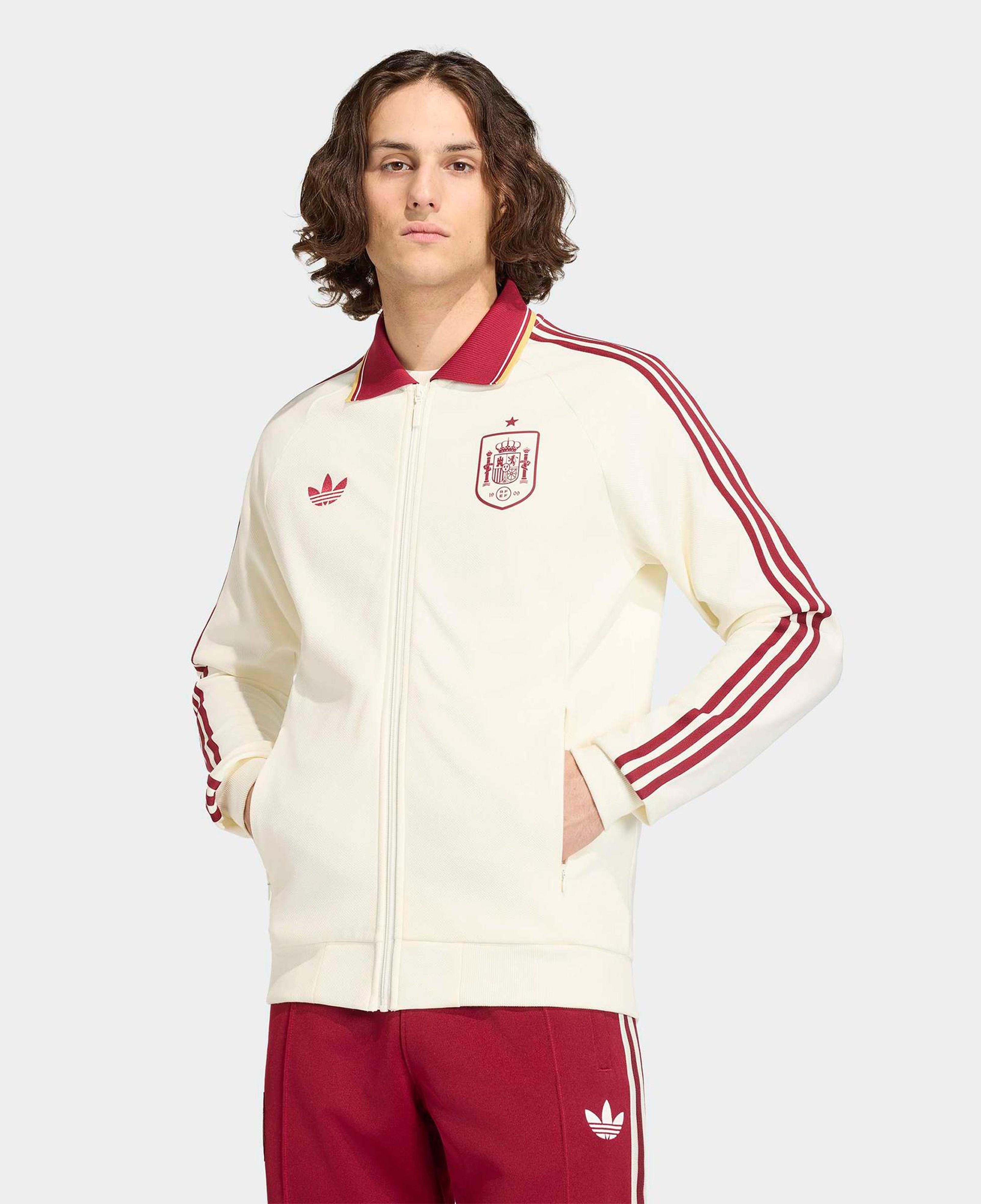 adidas İspanya Milli Takım Erkek Beyaz Eşofman Üstü
