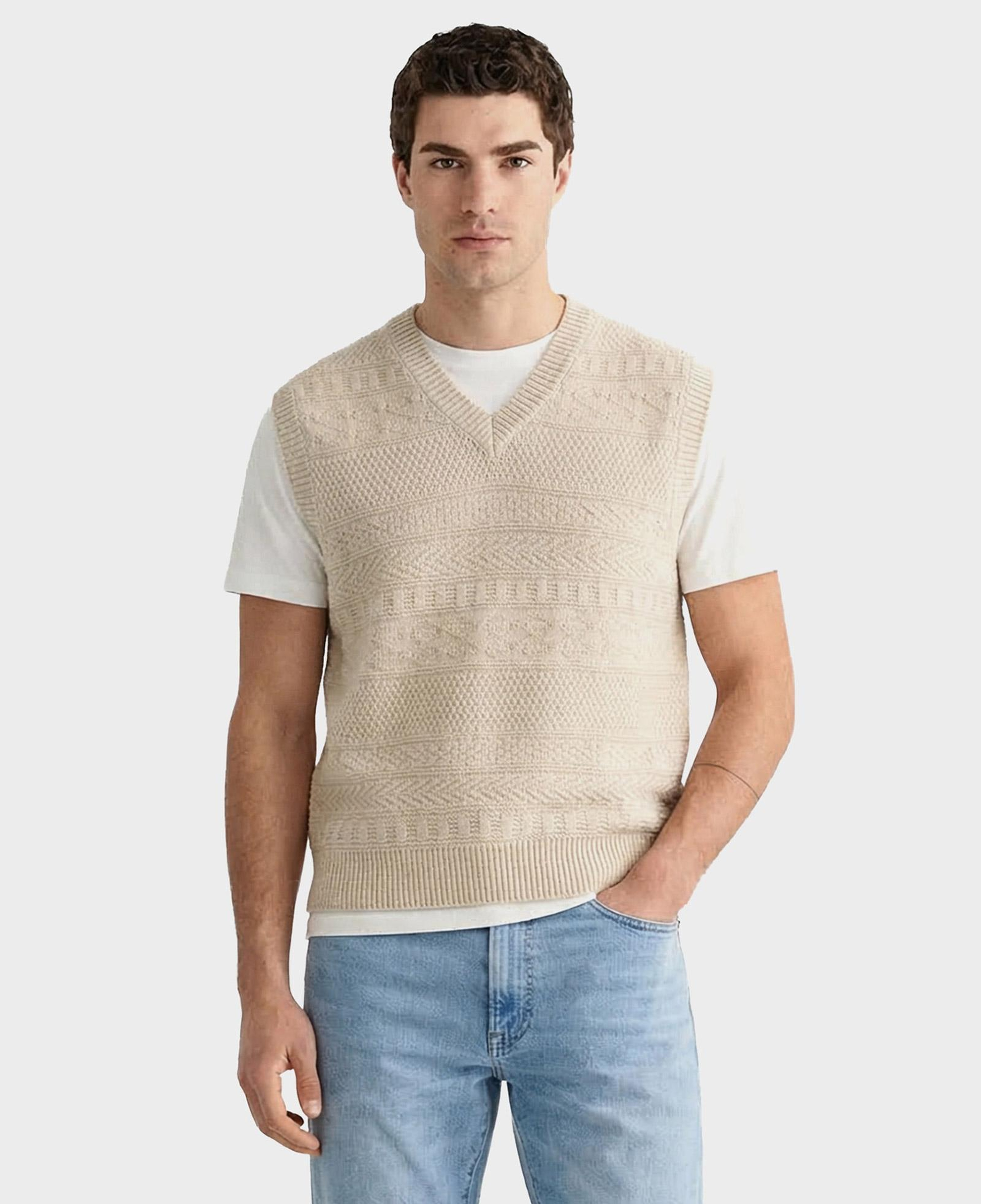 GANT Erkek Krem V Yaka Süveter
