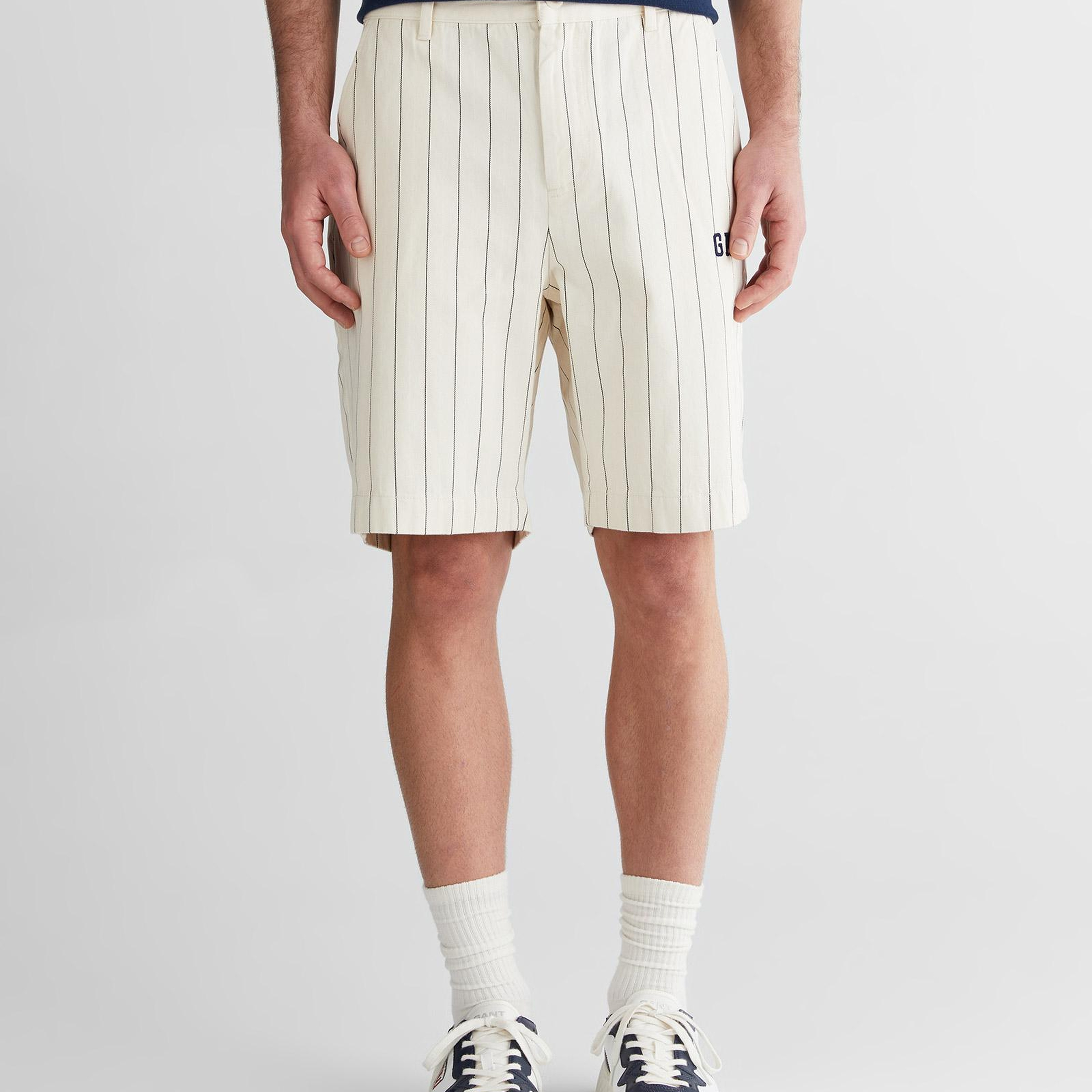 GANT Erkek Krem Regular Fit Çizgili Şort