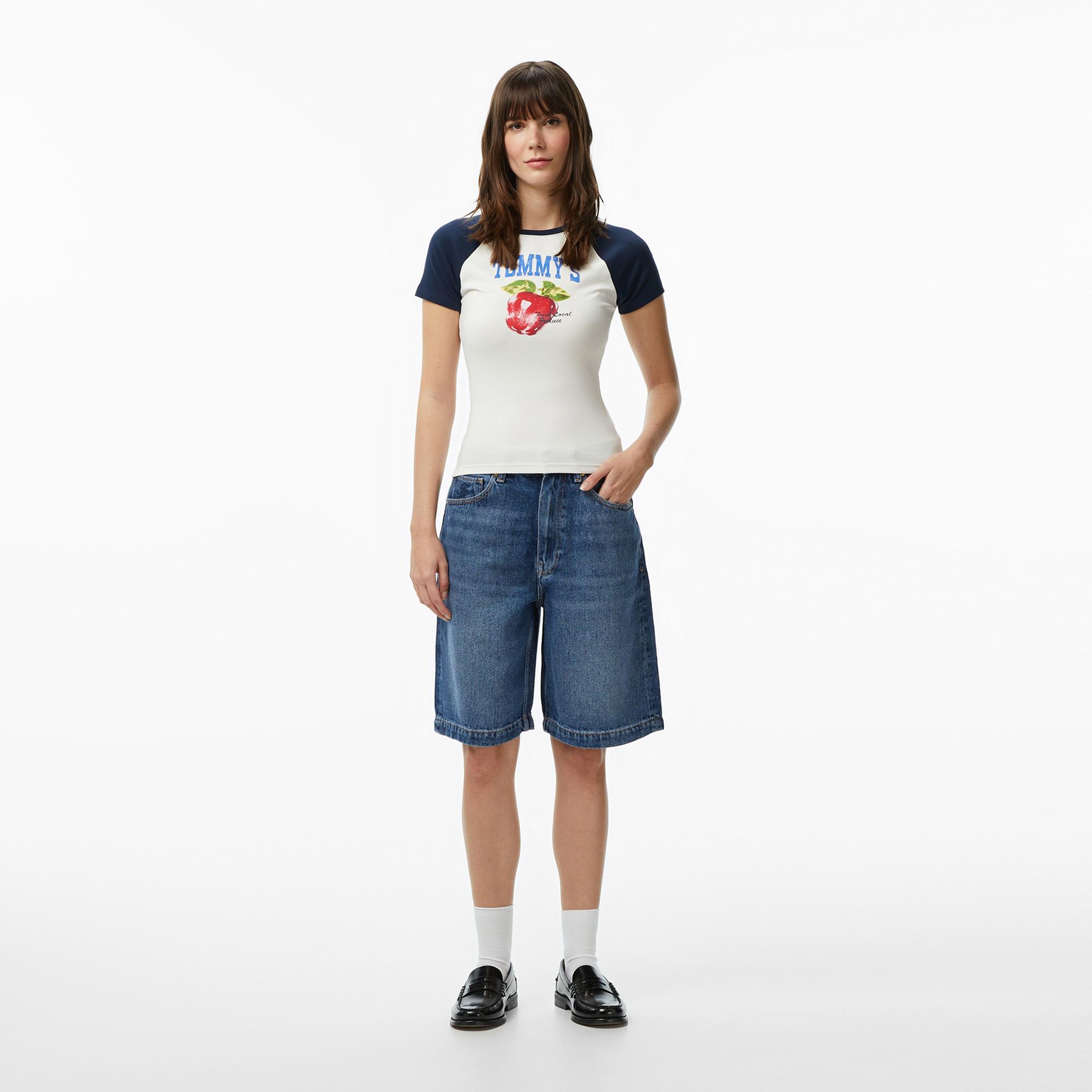 Tommy Hilfiger Fluid Vintage Tencel Kadın Mavi Şort
