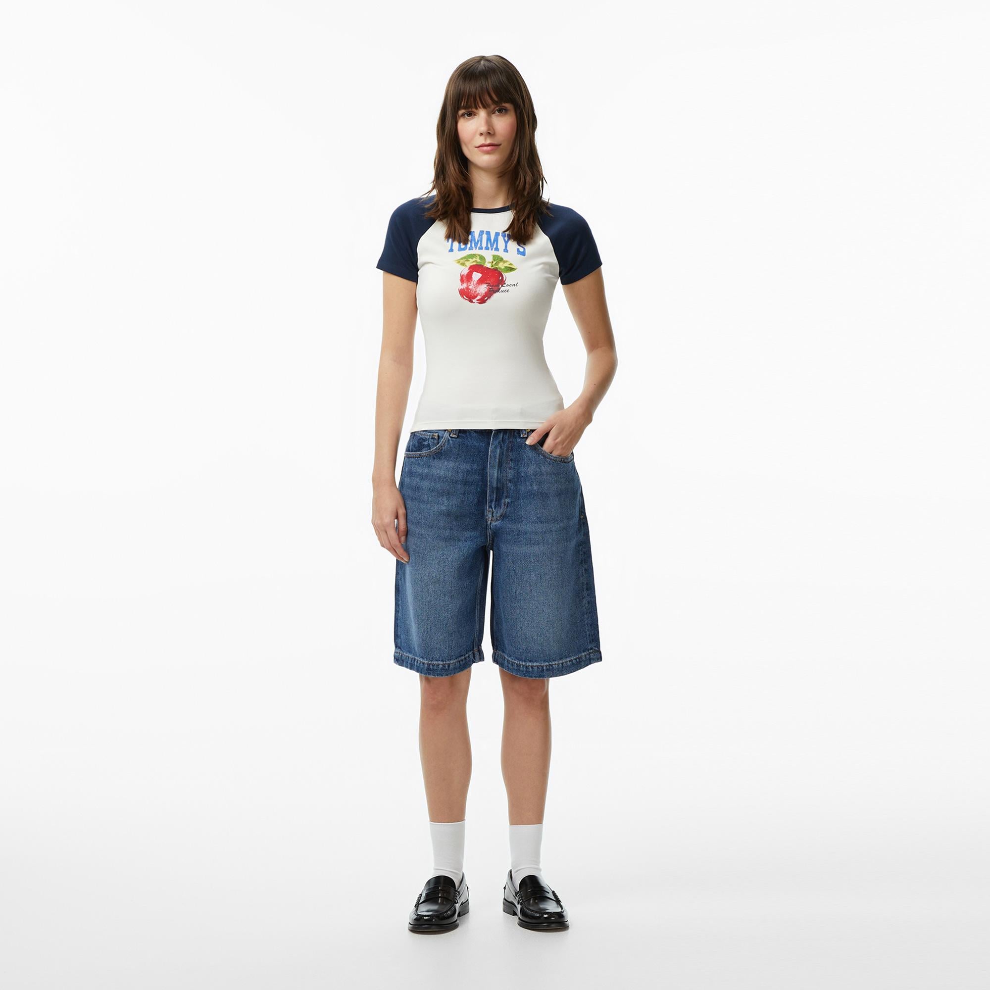 Tommy Hilfiger Fluid Vintage Tencel Kadın Mavi Şort