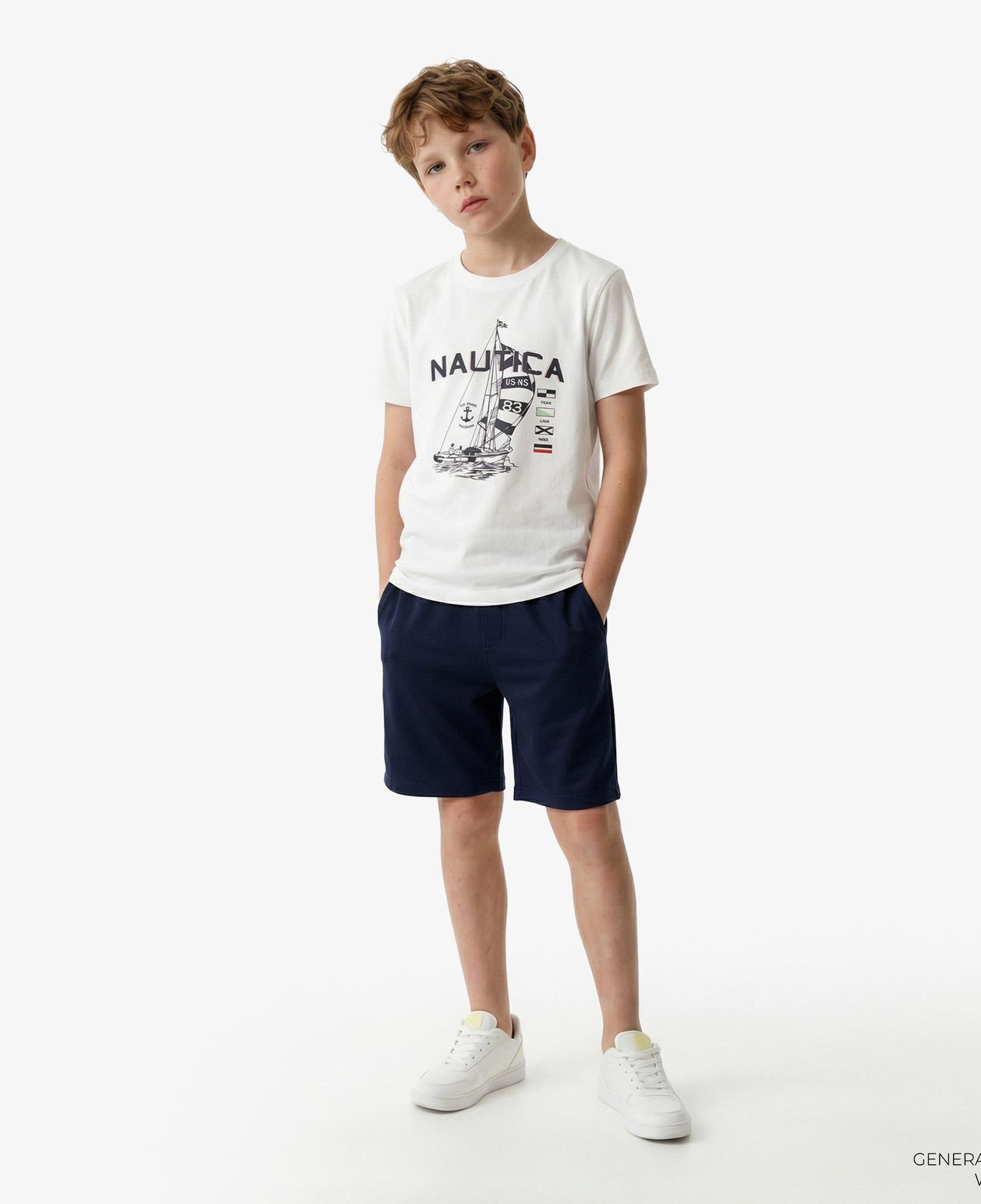 Nautica Erkek Çocuk Beyaz Standart Fit T-Shirt