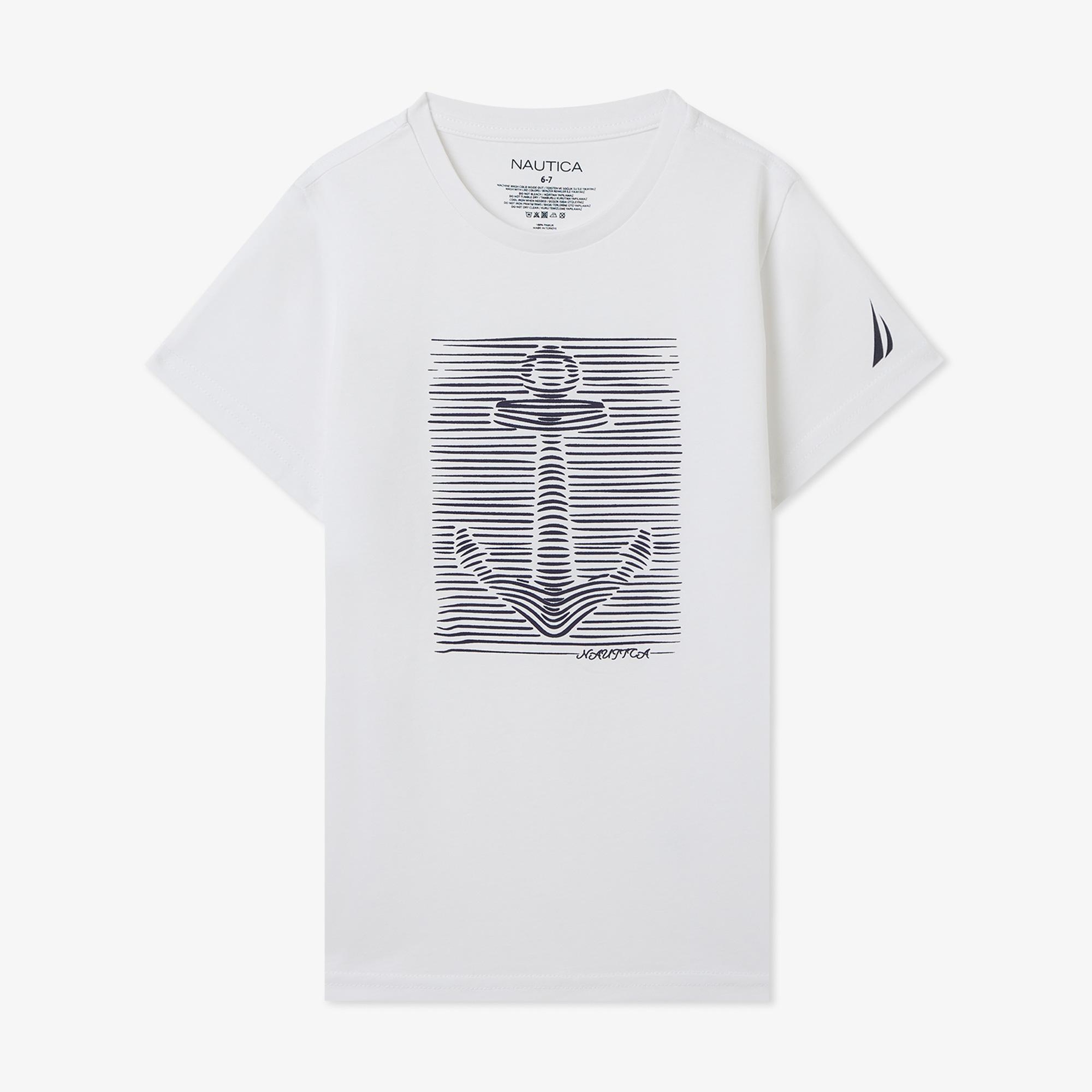 Nautica Erkek Çocuk Beyaz Regular Fit Baskılı T-Shirt