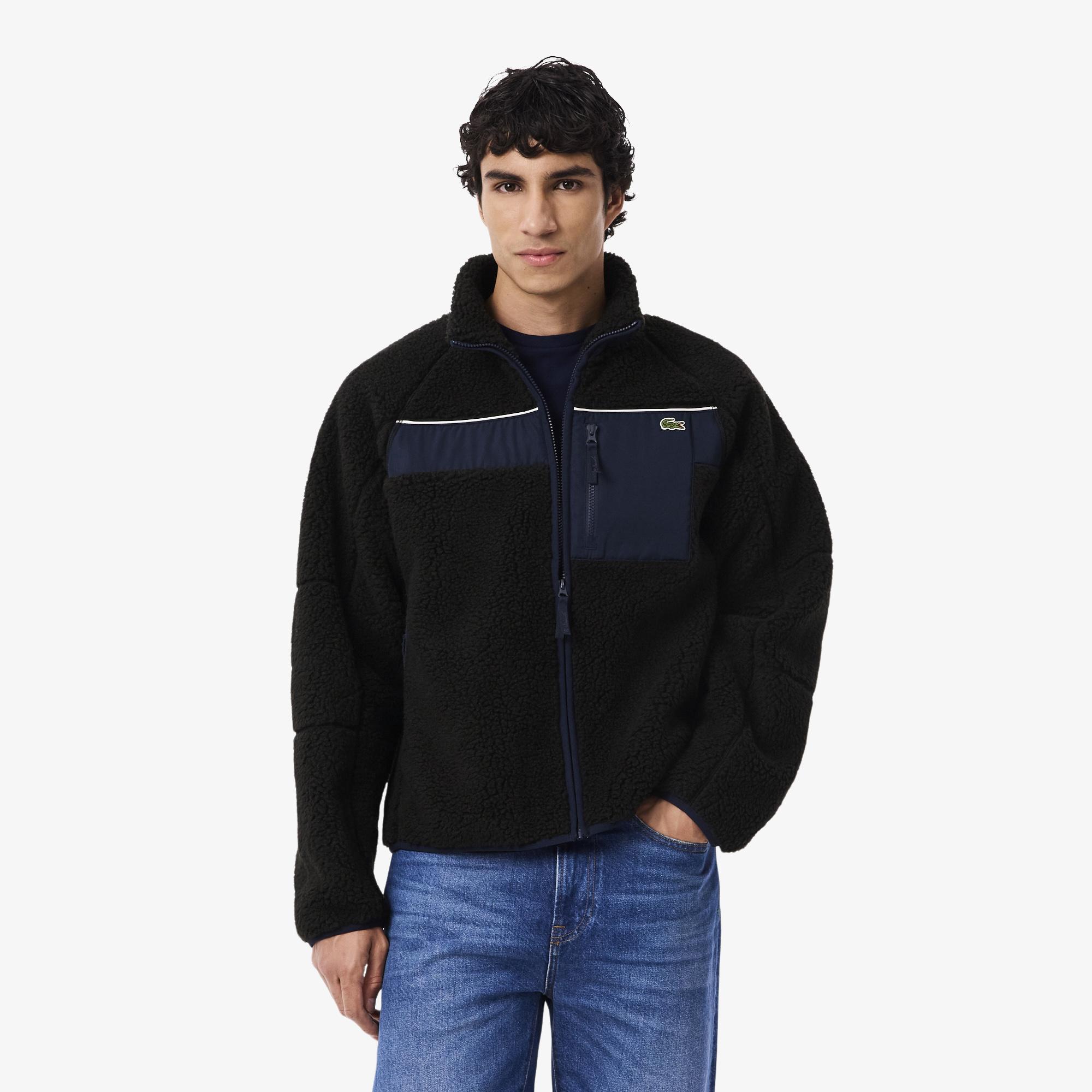 Lacoste Erkek Regular Fit Fermuarlı Renk Bloklu Siyah Mont