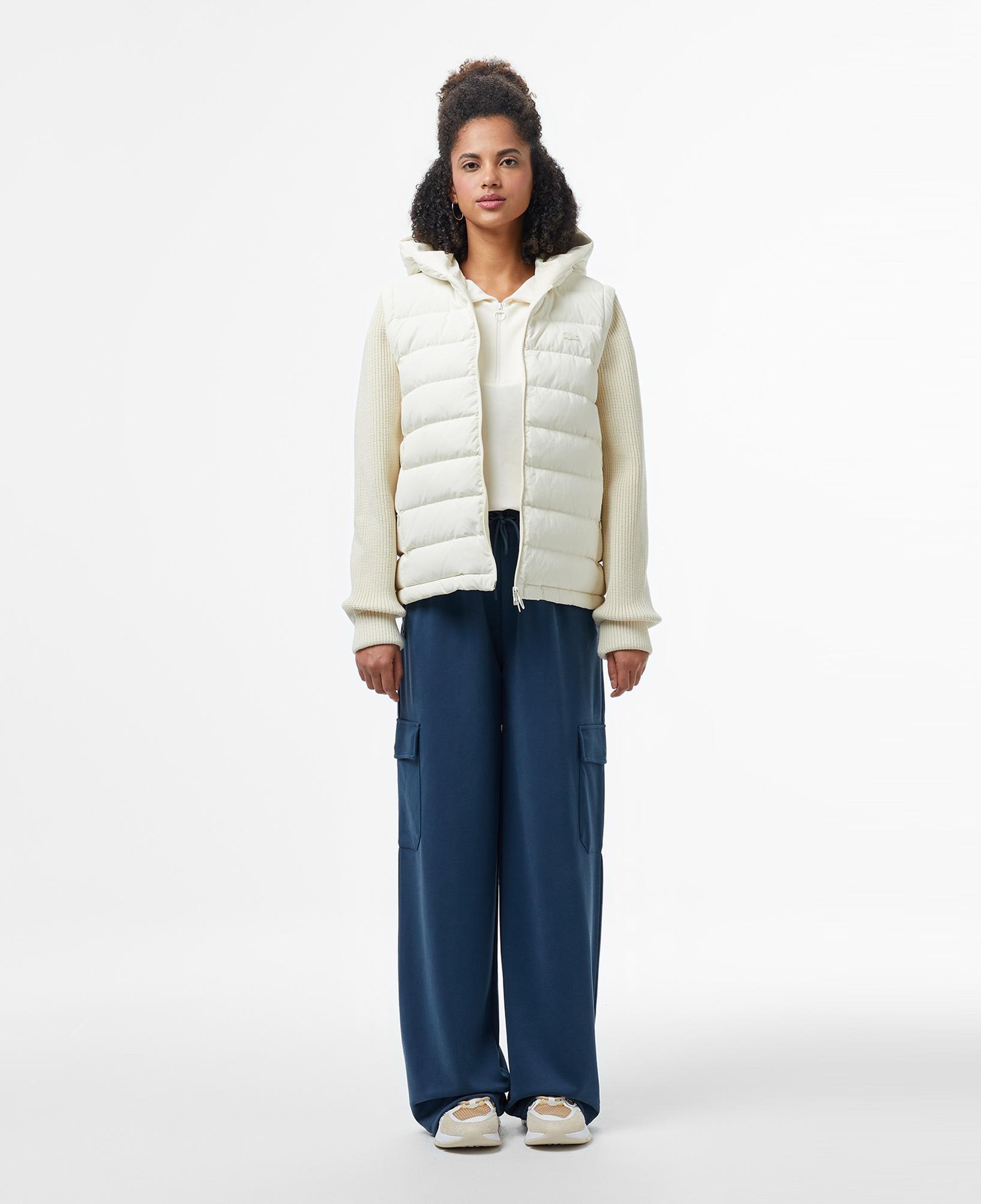 Lacoste Kadın Regular Fit Uzun Kollu Kapüşonlu Beyaz Yelek