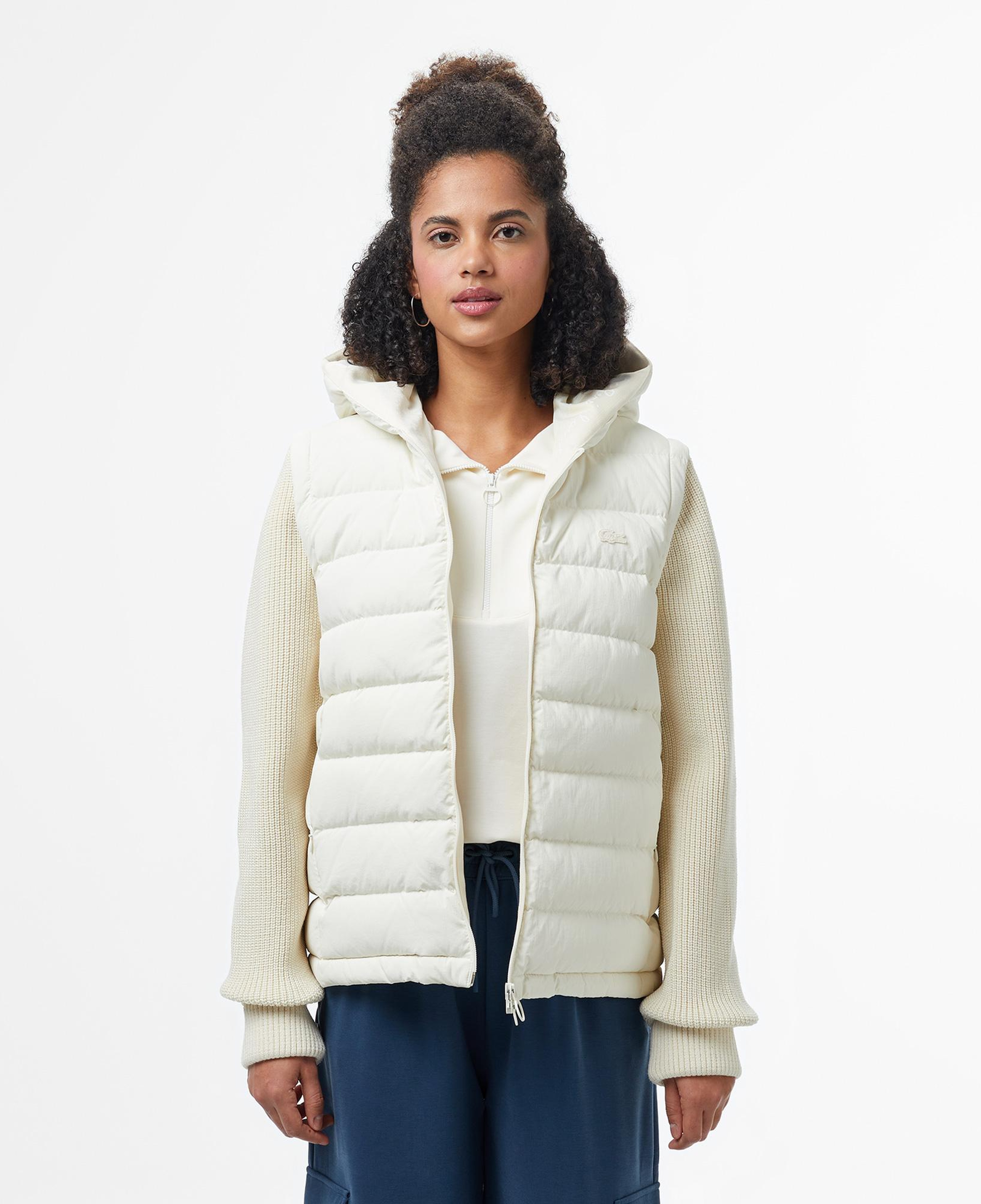 Lacoste Kadın Regular Fit Uzun Kollu Kapüşonlu Beyaz Yelek