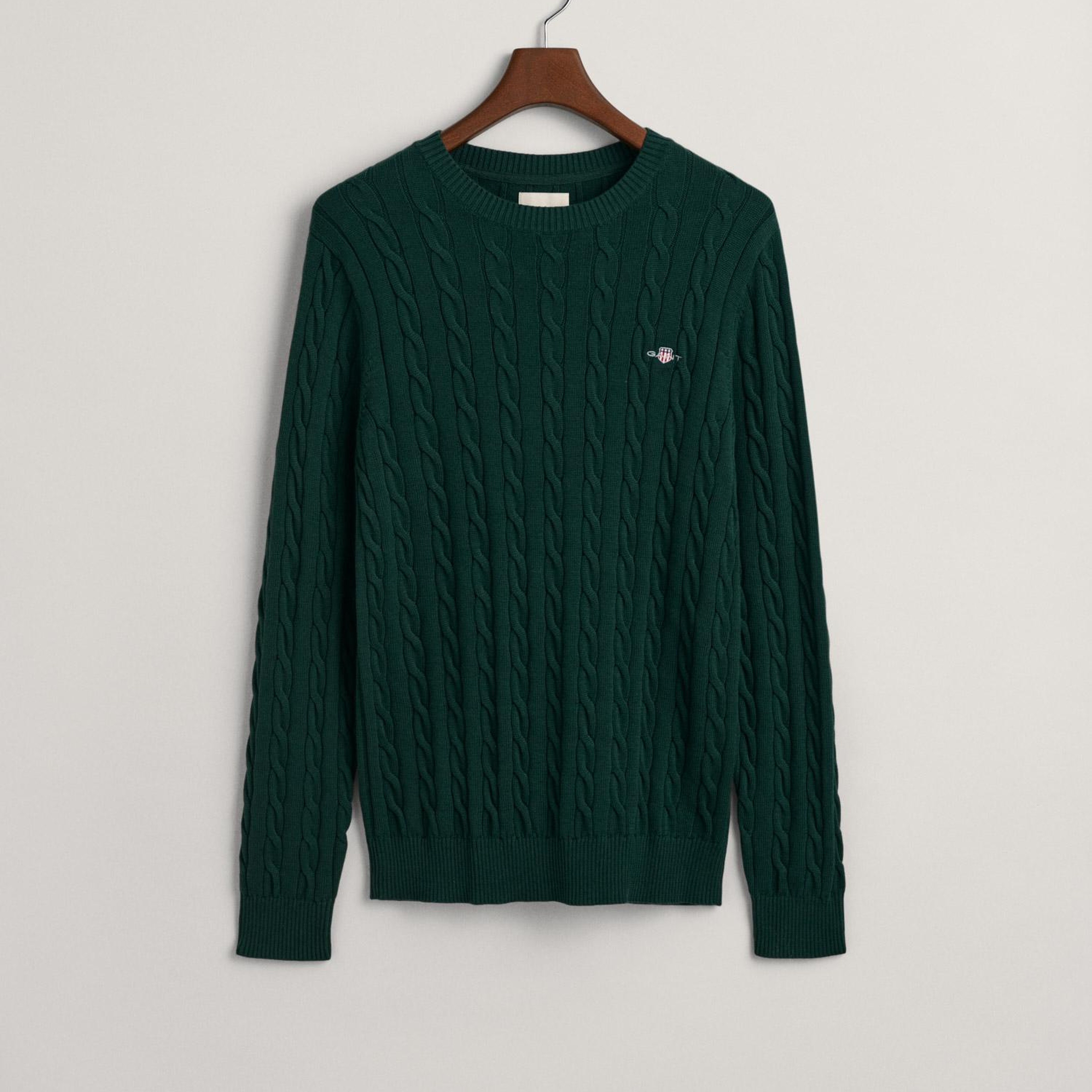 GANT Erkek Yeşil Regular Fit Bisiklet Yaka Kazak