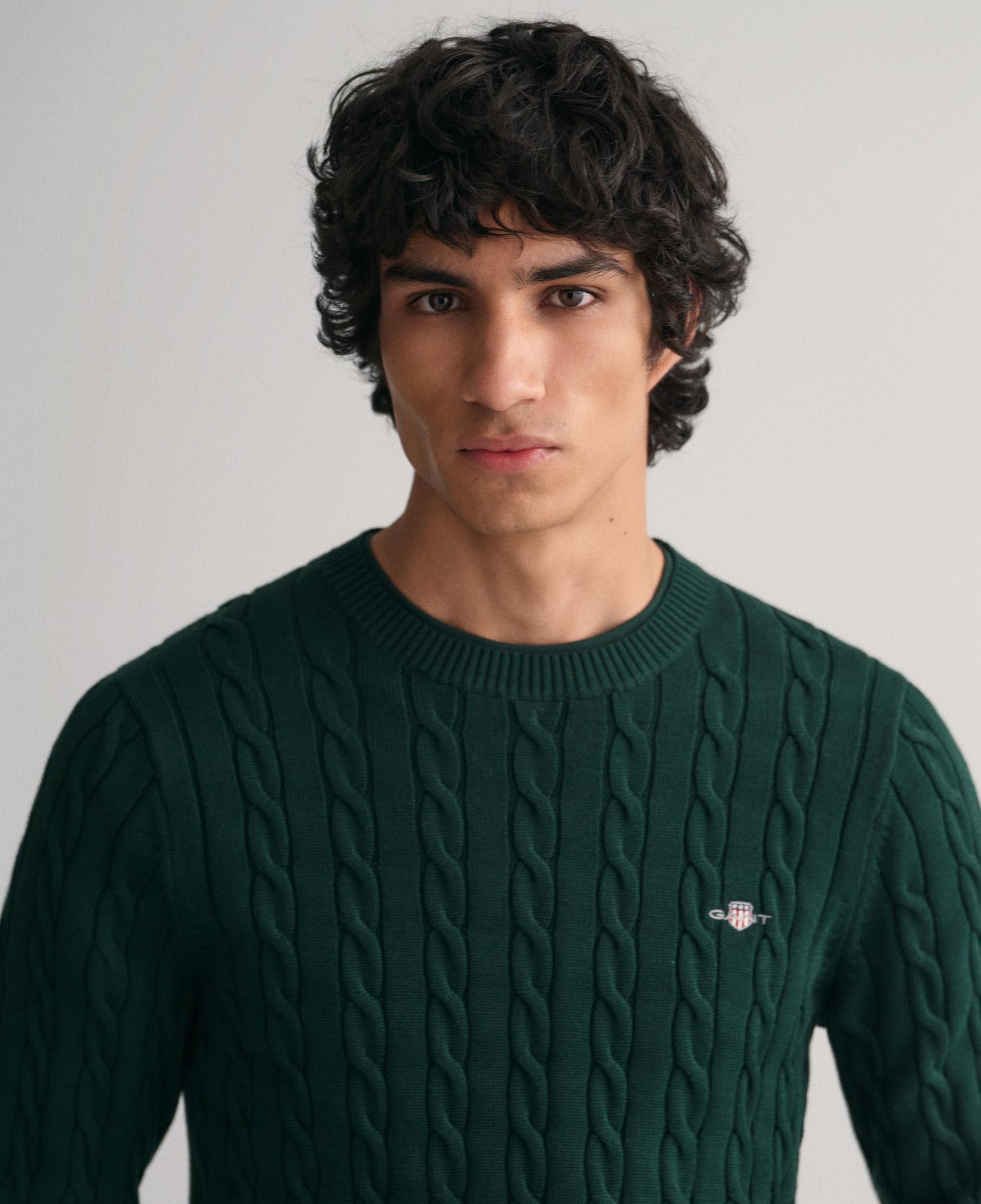GANT Erkek Yeşil Regular Fit Bisiklet Yaka Kazak