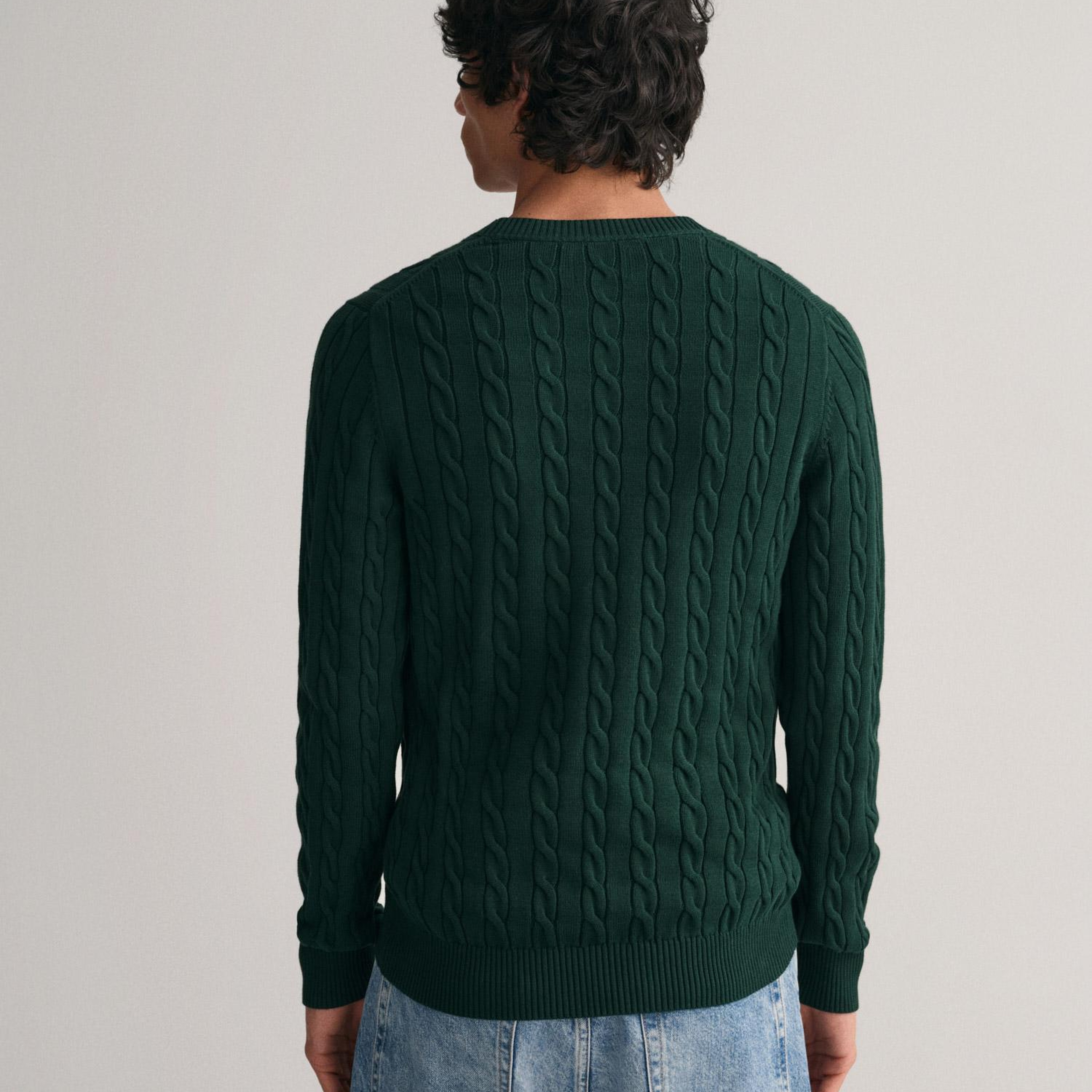 GANT Erkek Yeşil Regular Fit Bisiklet Yaka Kazak