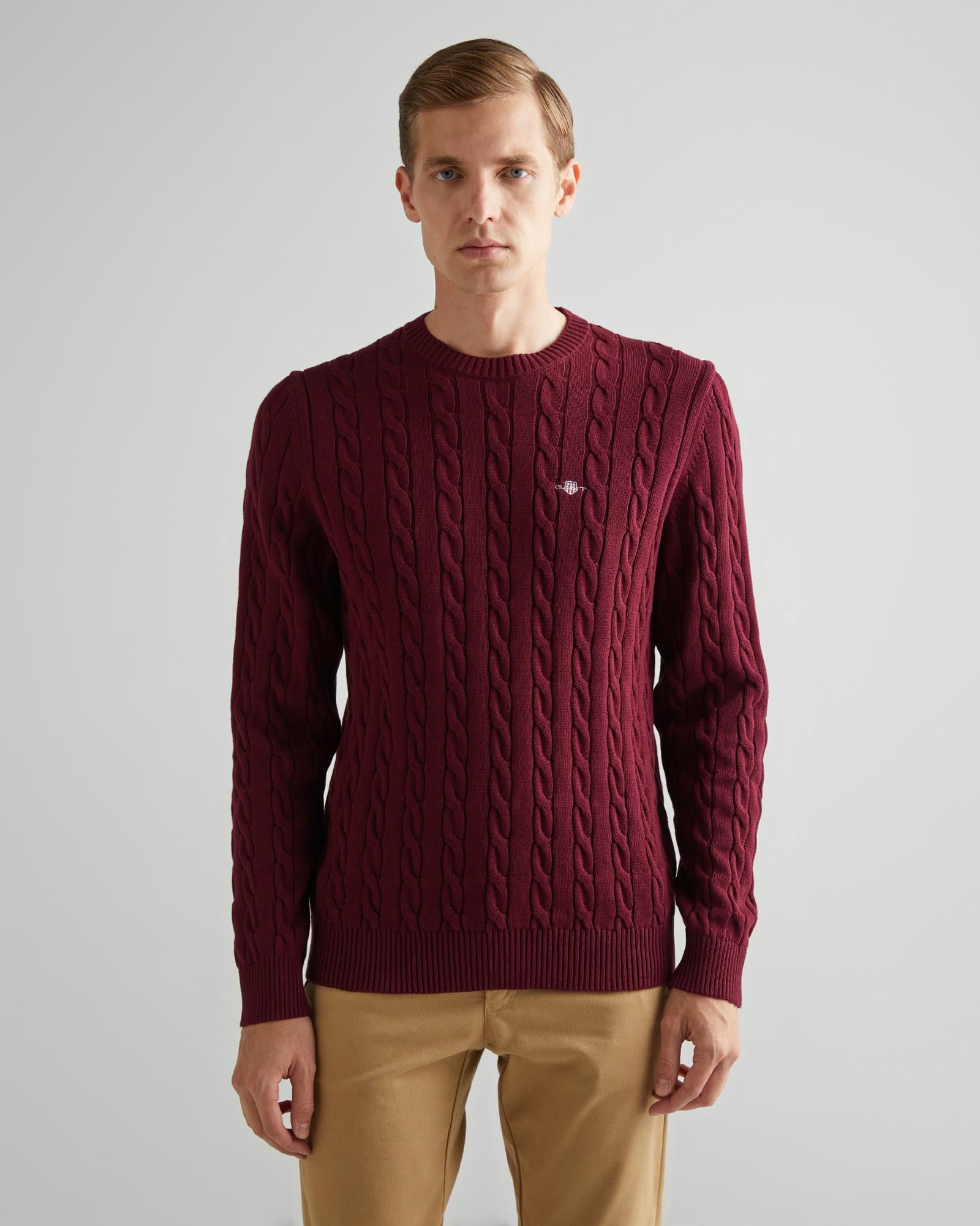 GANT Erkek Bordo Regular Fit Bisiklet Yaka Kazak