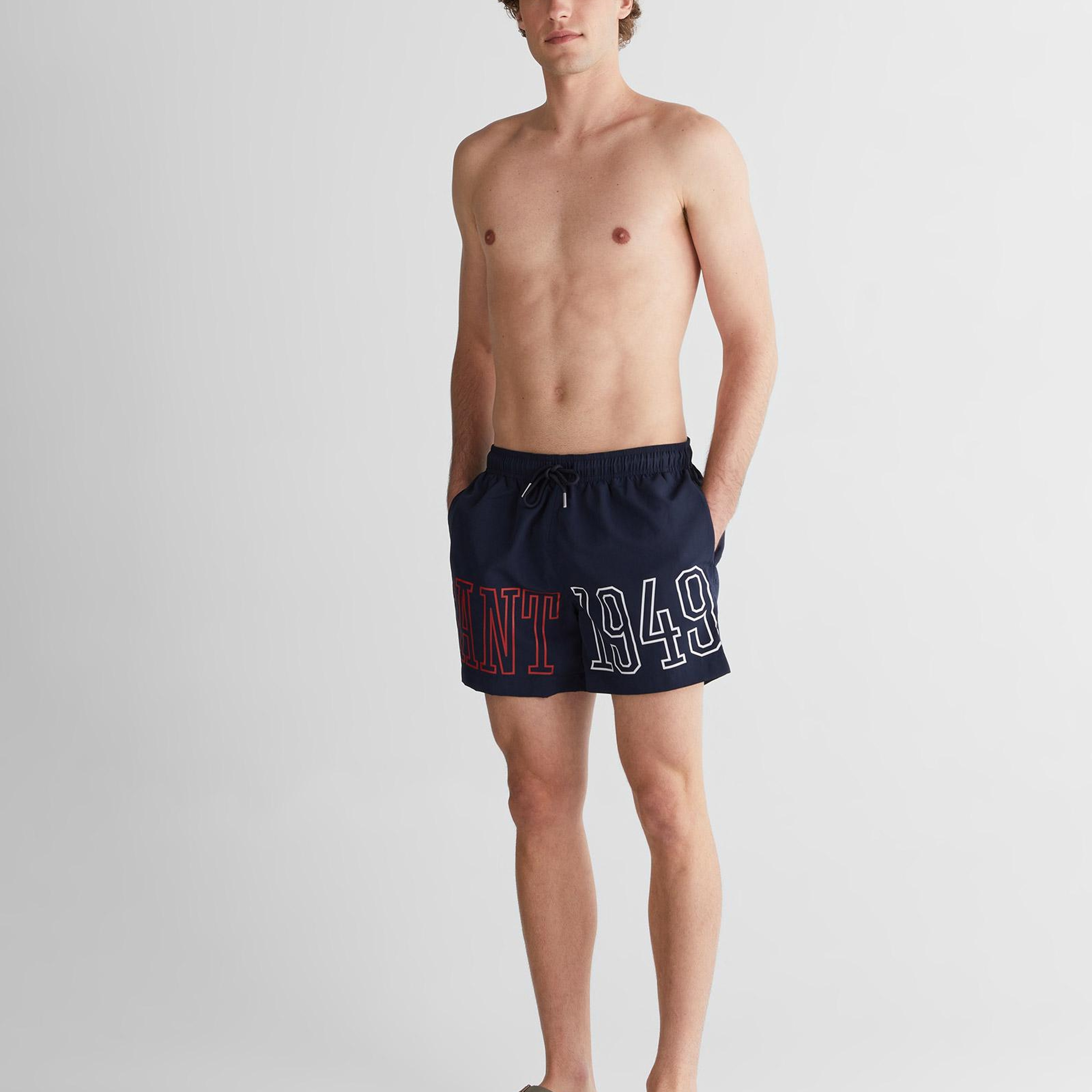 GANT Erkek Lacivert Regular Fit Logolu Mayo Şort