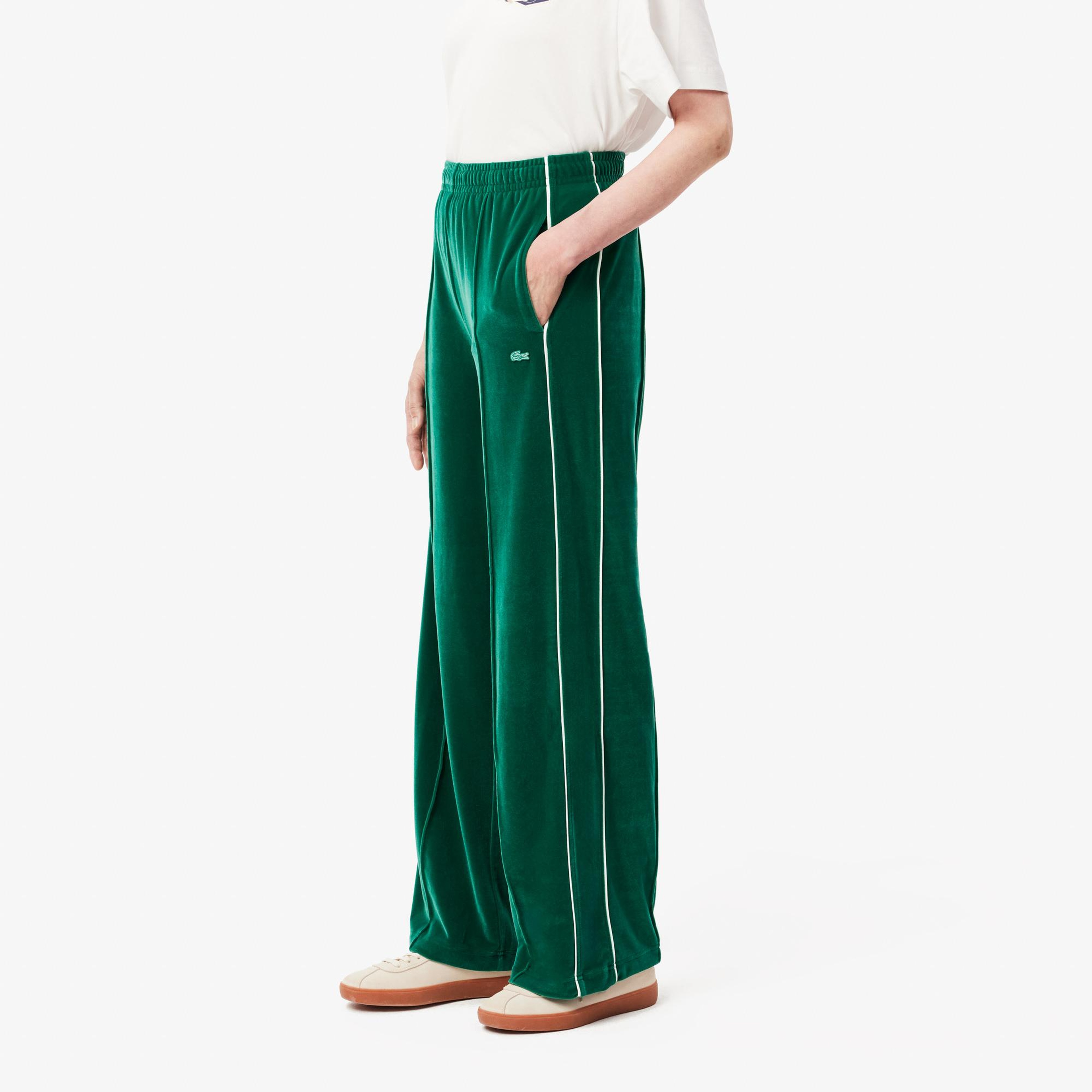 Kadın Relaxed Fit Kadife Koyu Yeşil Eşofman Altı