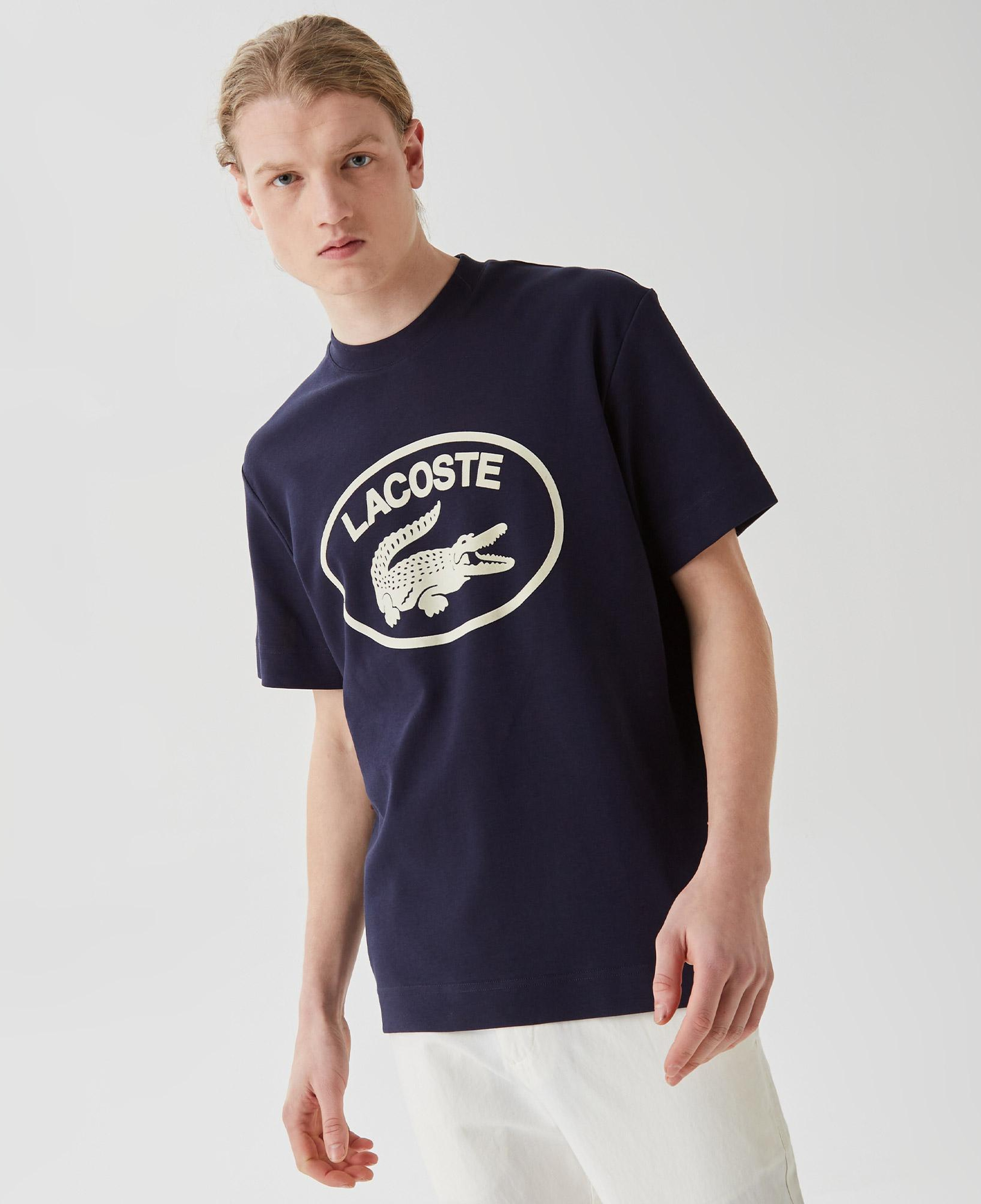 Lacoste Erkek Relaxed Fit Bisiklet Yaka Baskılı Lacivert T-Shirt