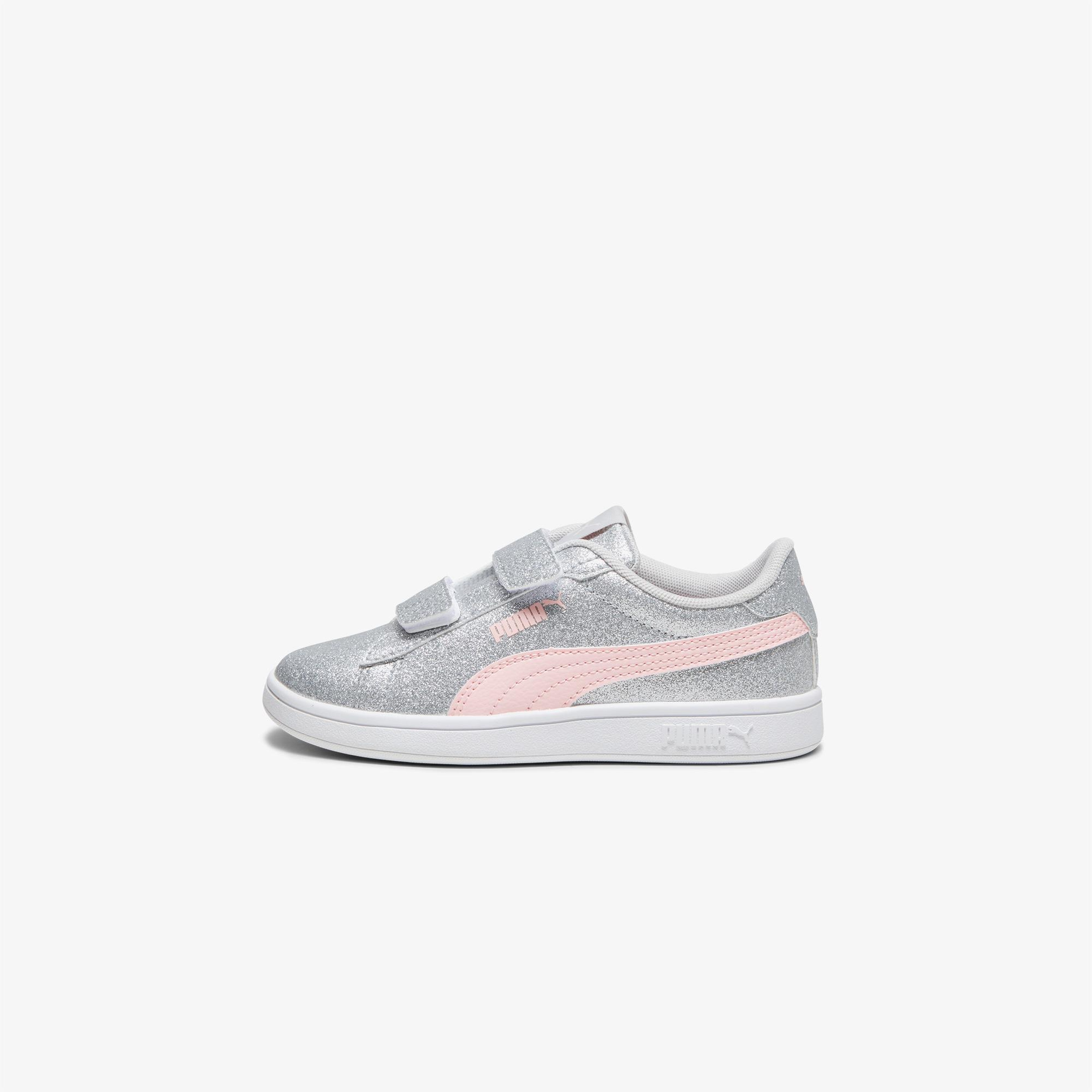 Puma Smash 3.0 Gliz Glam V PS Çocuk Gri Spor Ayakkabı