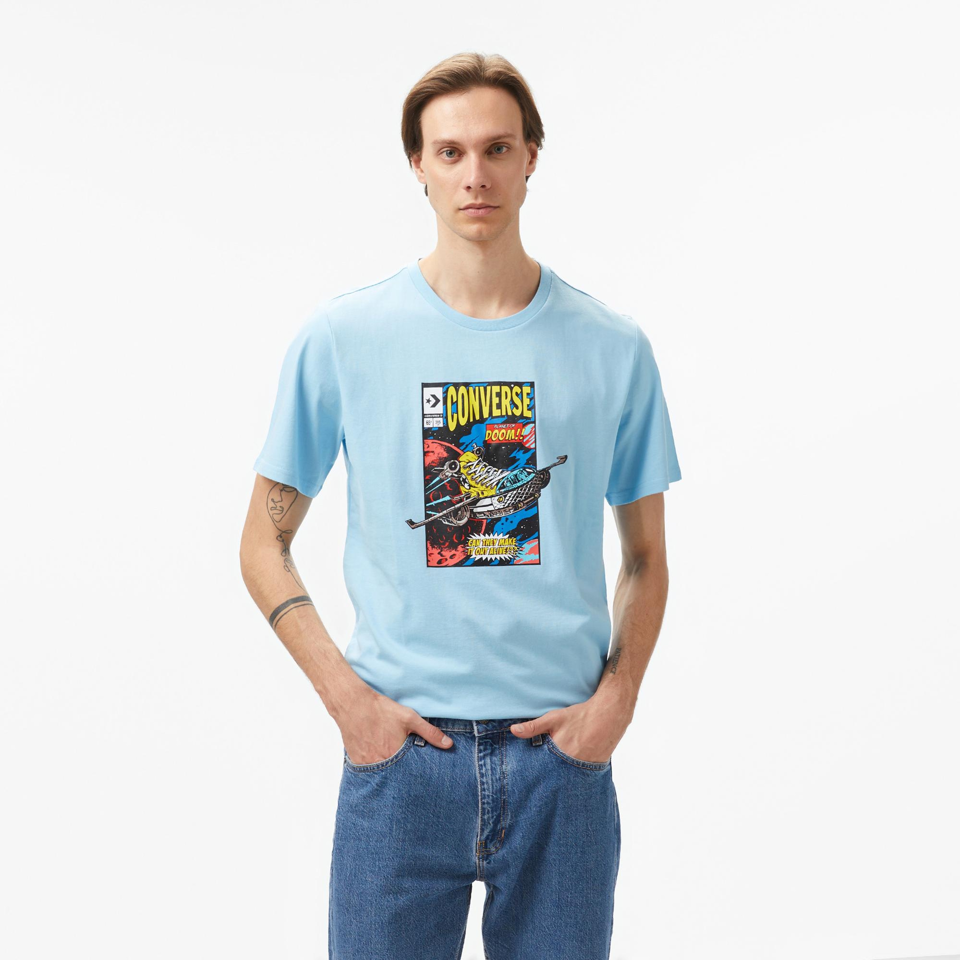 Converse Comic Cover Erkek Mavi T-Shirt