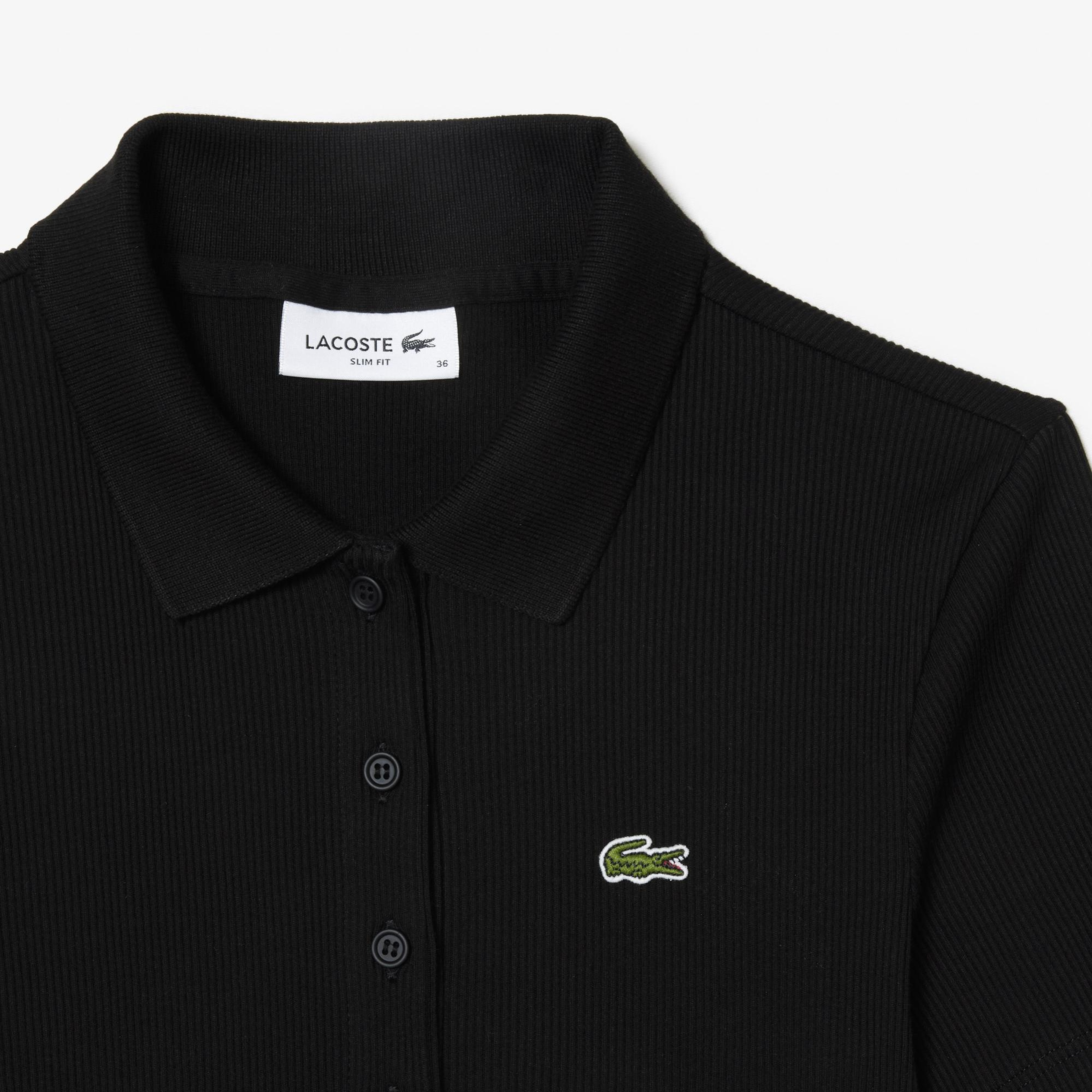 Lacoste L.12.D Kadın Slim Fit Siyah Polo