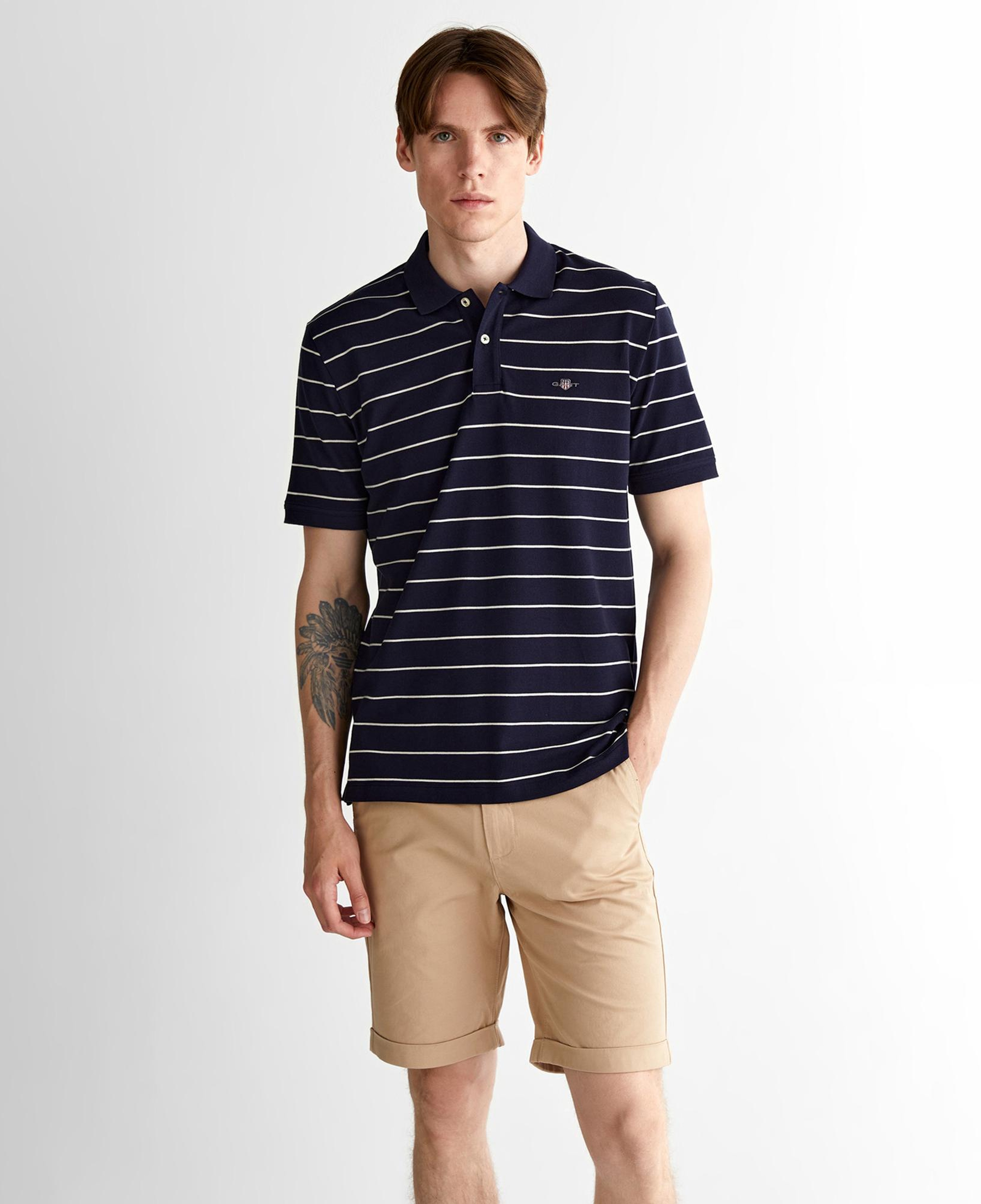 GANT Erkek Lacivert Regular Fit Çizgili Polo