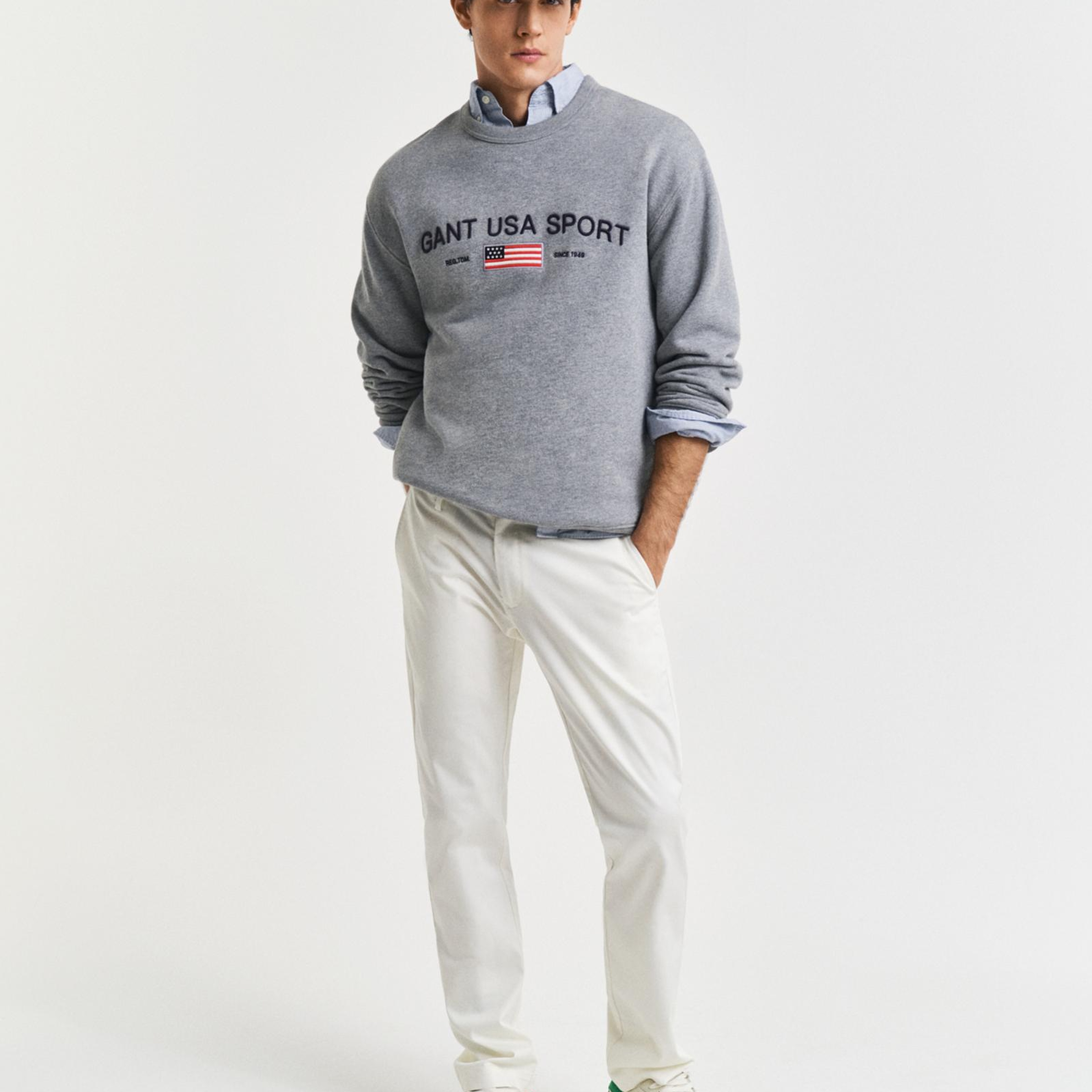 GANT Erkek Beyaz Slim Fit Pantolon