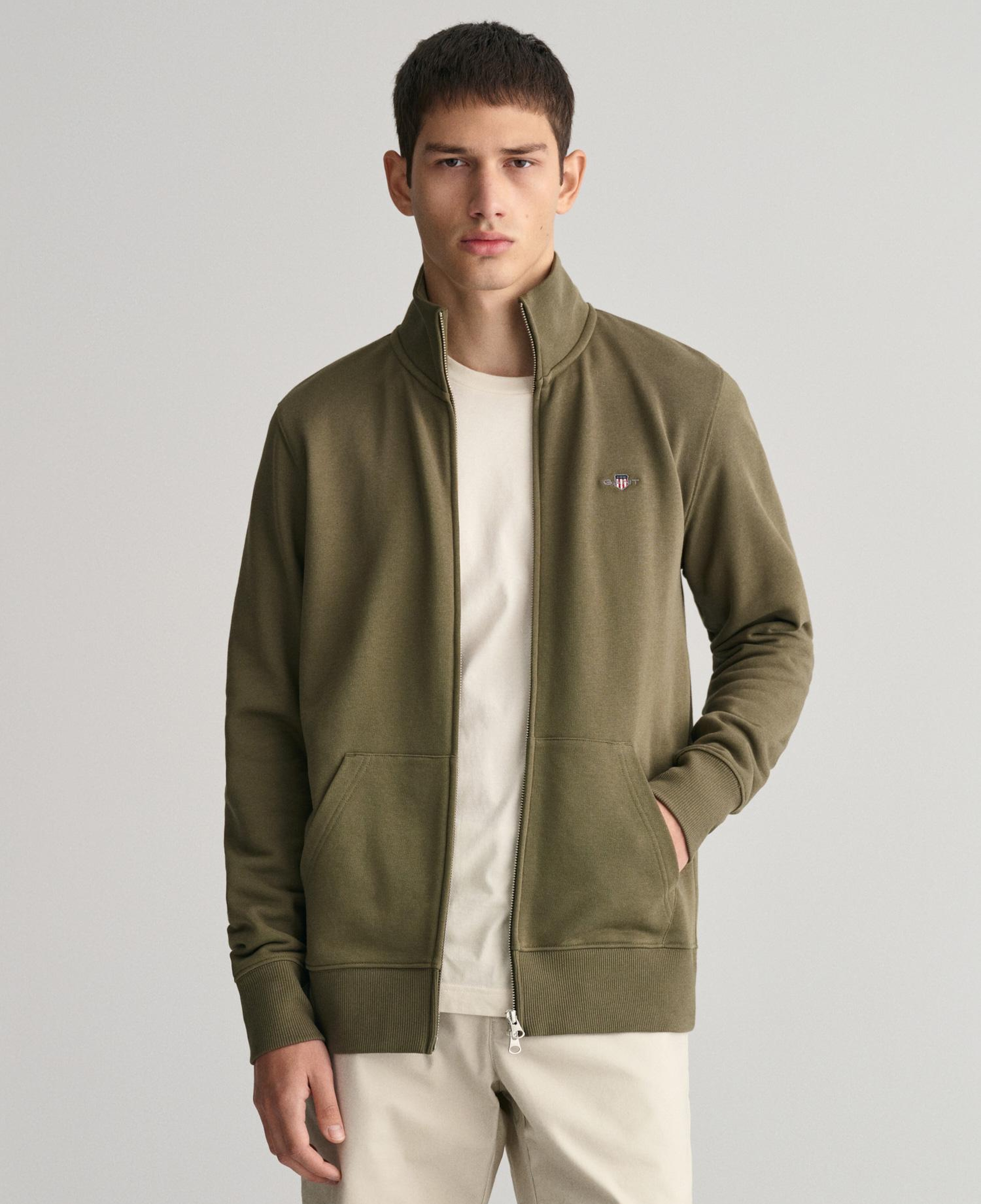 GANT Erkek Yeşil Regular Fit Fermuarlı Sweatshirt