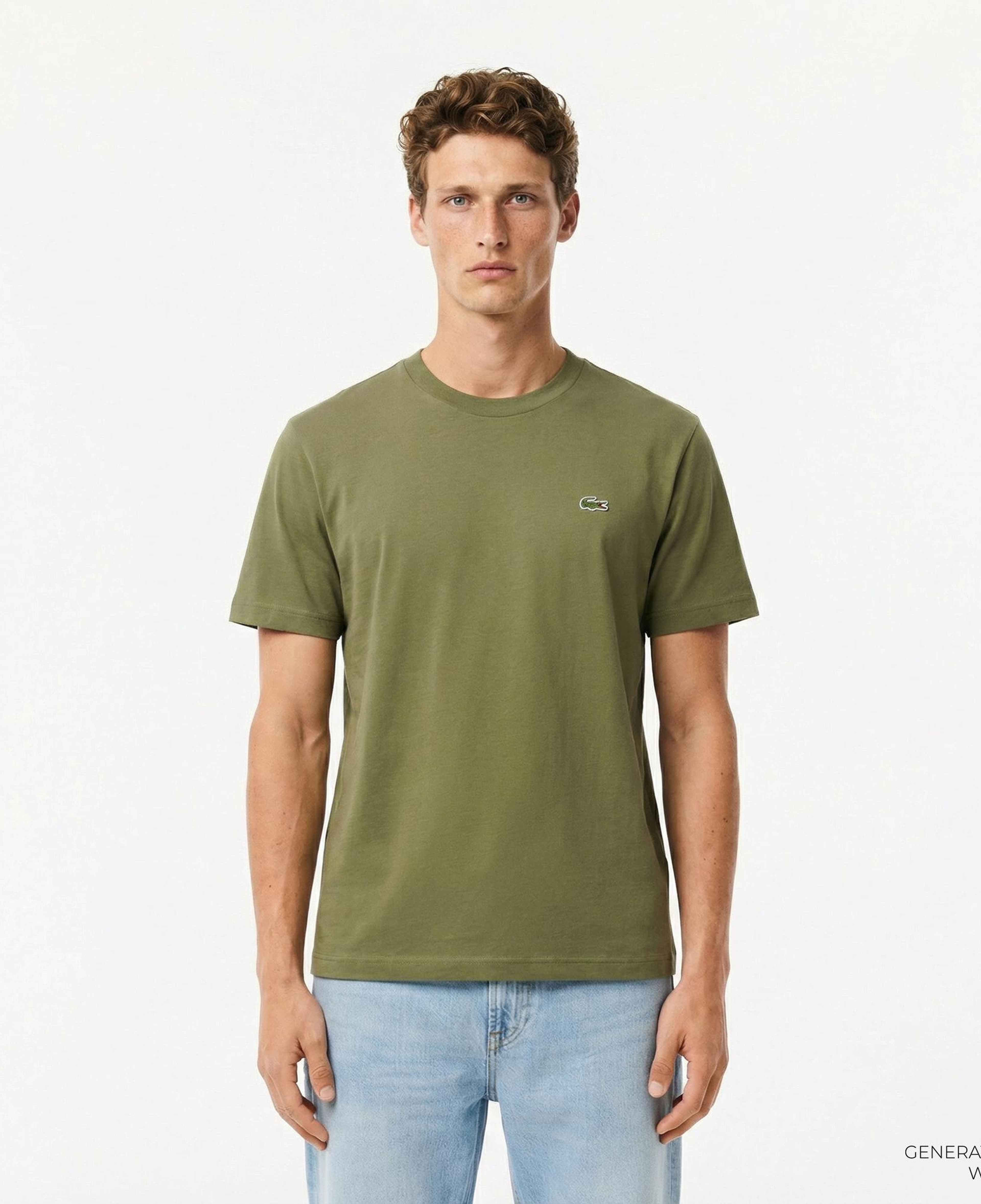 Erkek Classic Fit Bisiklet Yaka Haki T-Shirt