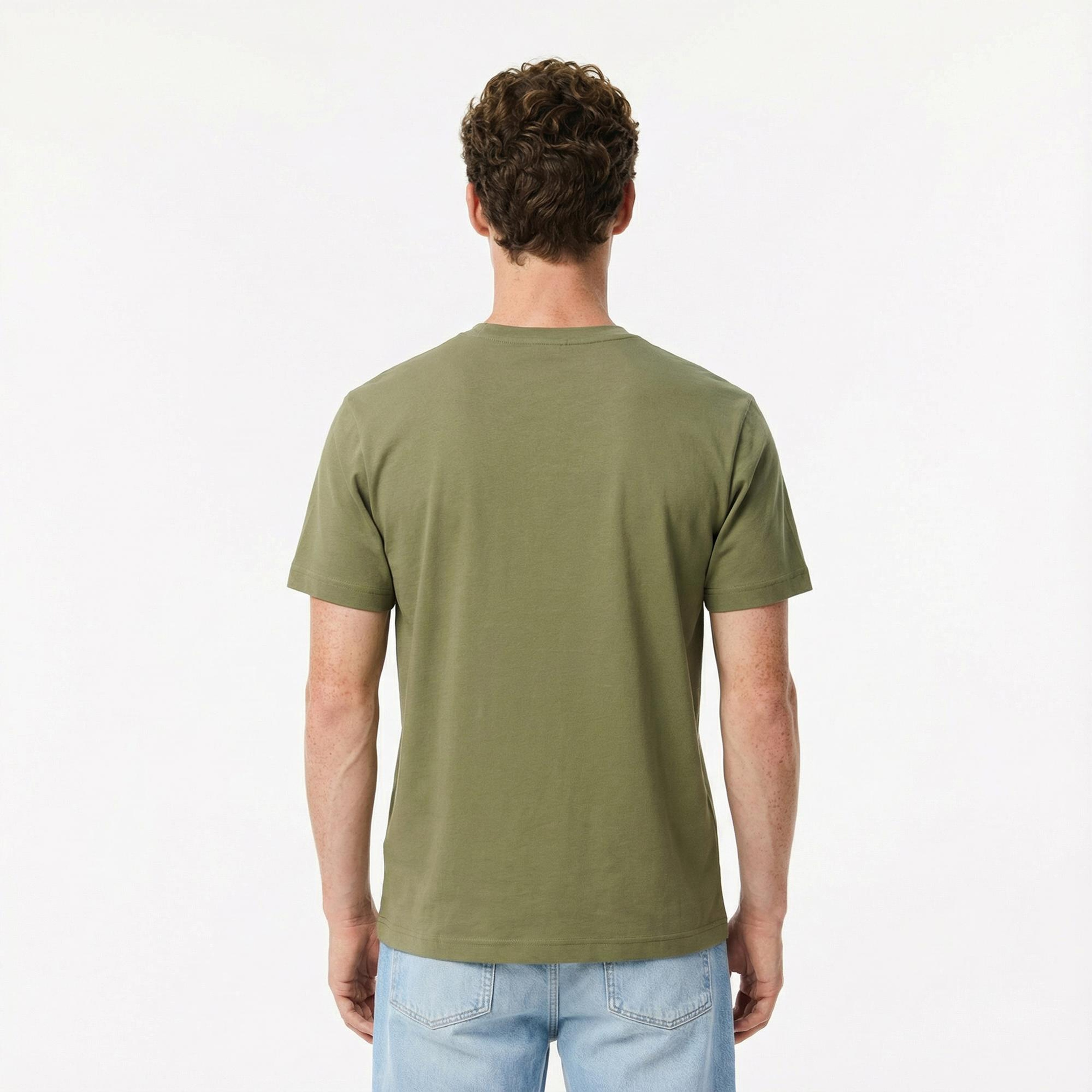 Erkek Classic Fit Bisiklet Yaka Haki T-Shirt