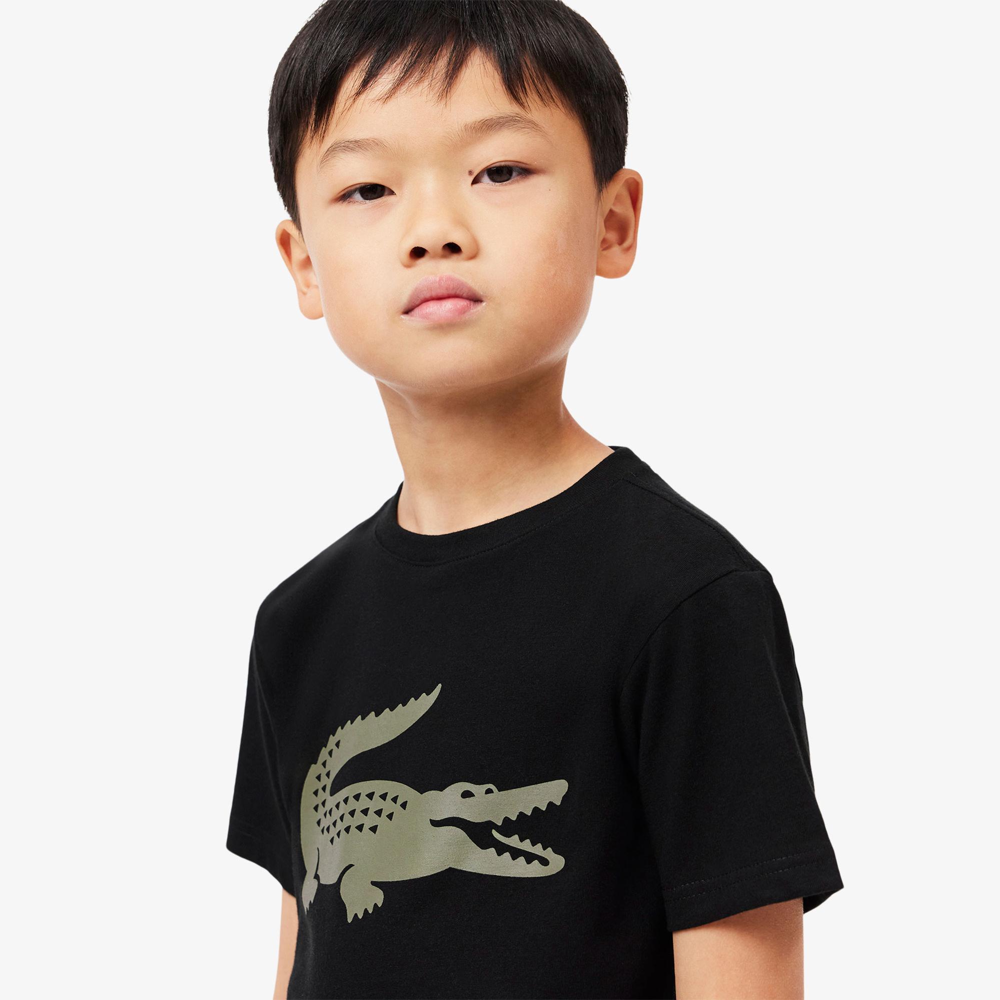 Erkek Çocuk Bisiklet Yaka Baskılı Siyah T-Shirt