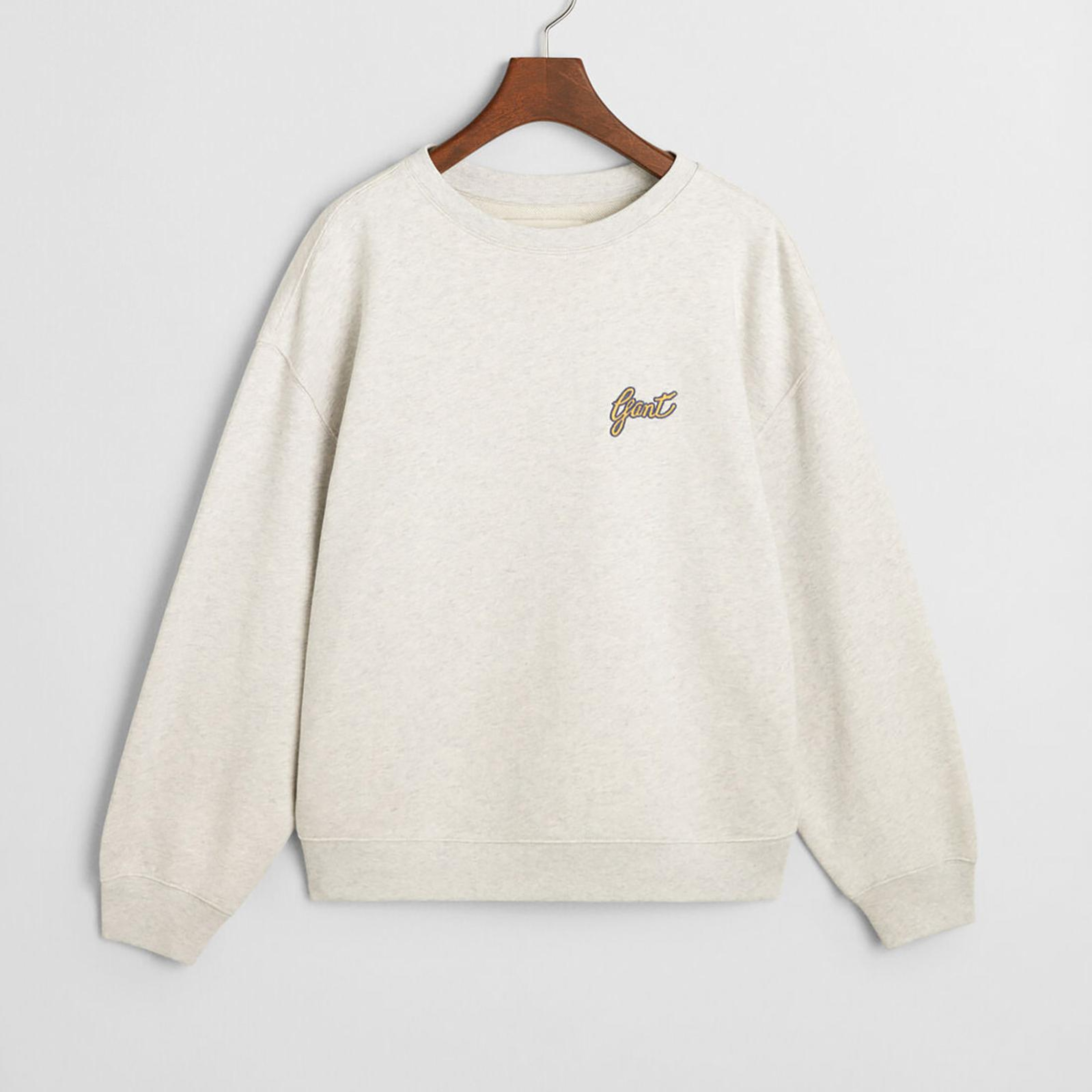 GANT Kadın Gri Loose Fit Bisiklet Yaka Logolu Sweatshirt