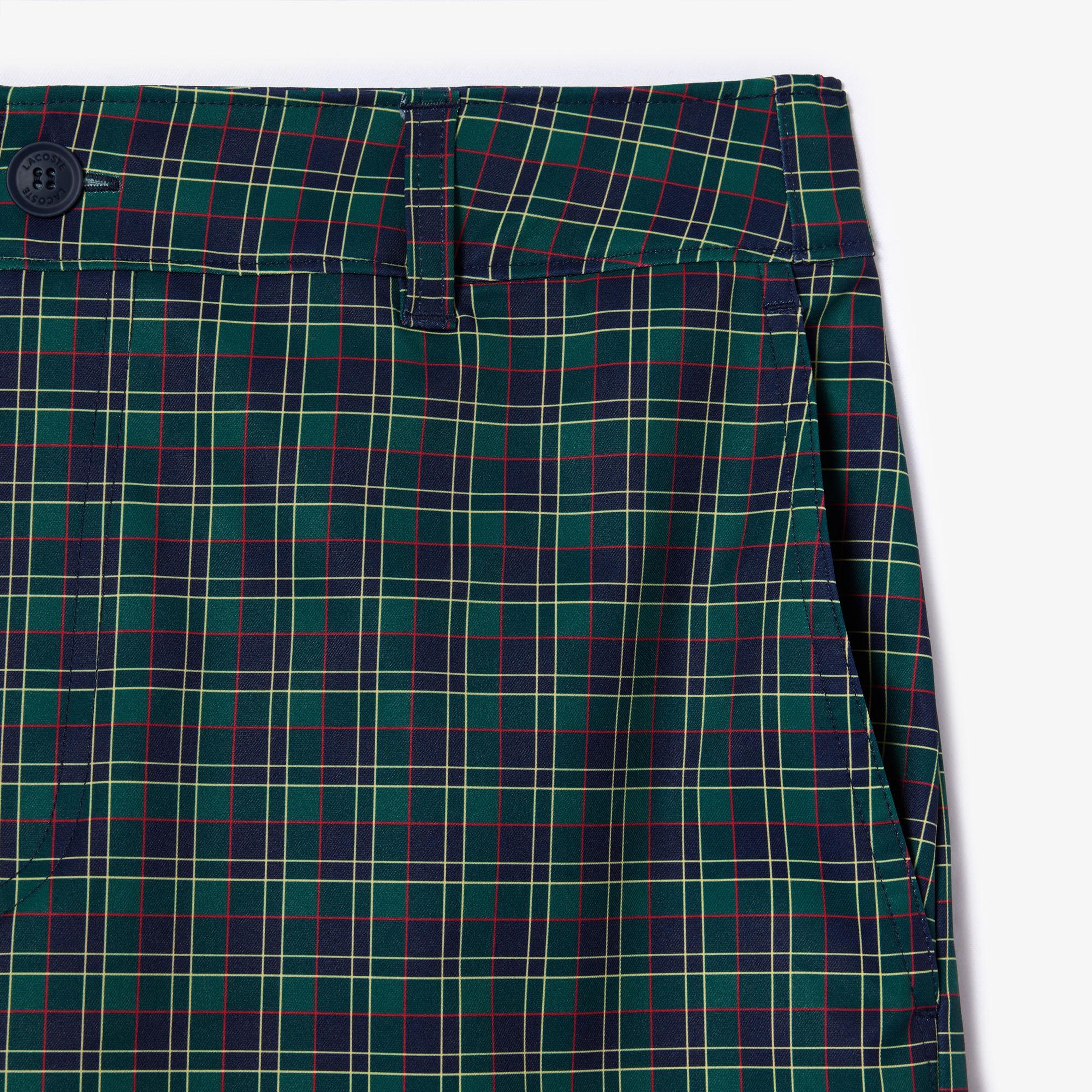 Erkek Loose Fit Ekose Lacivert Bermuda