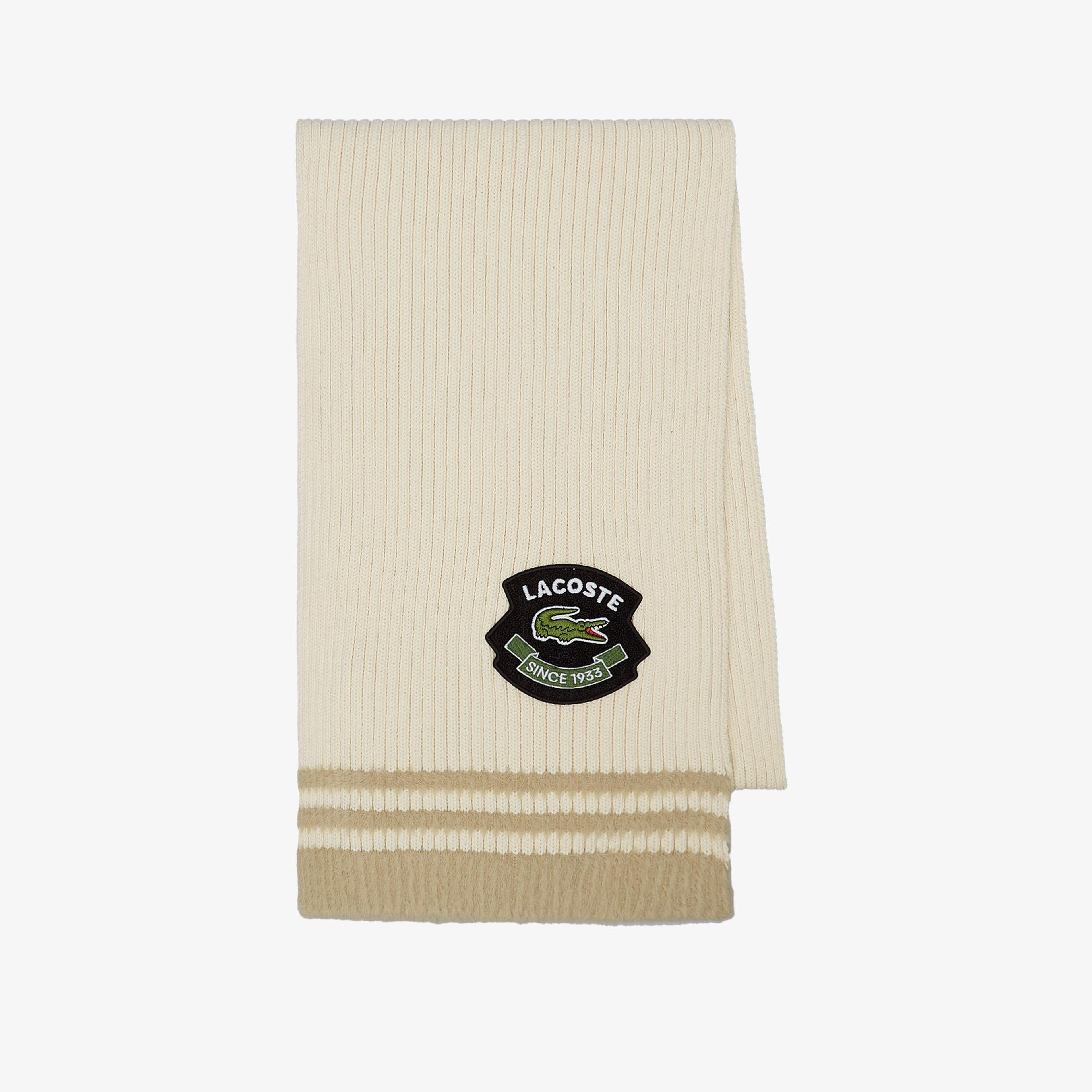 Unisex Renk Bloklu Bej Atkı