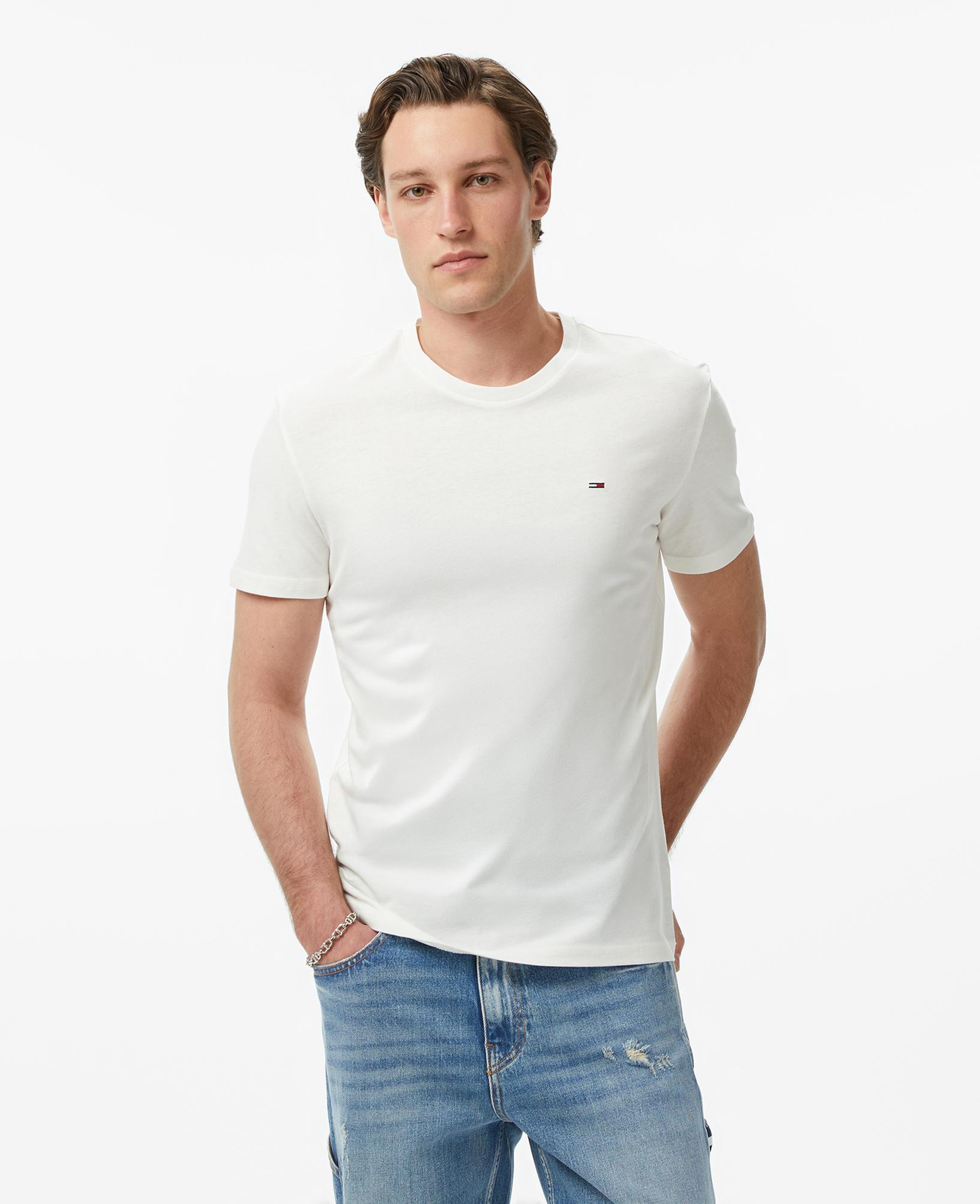 Tommy Hilfiger Classic Flag Erkek Beyaz T-Shirt