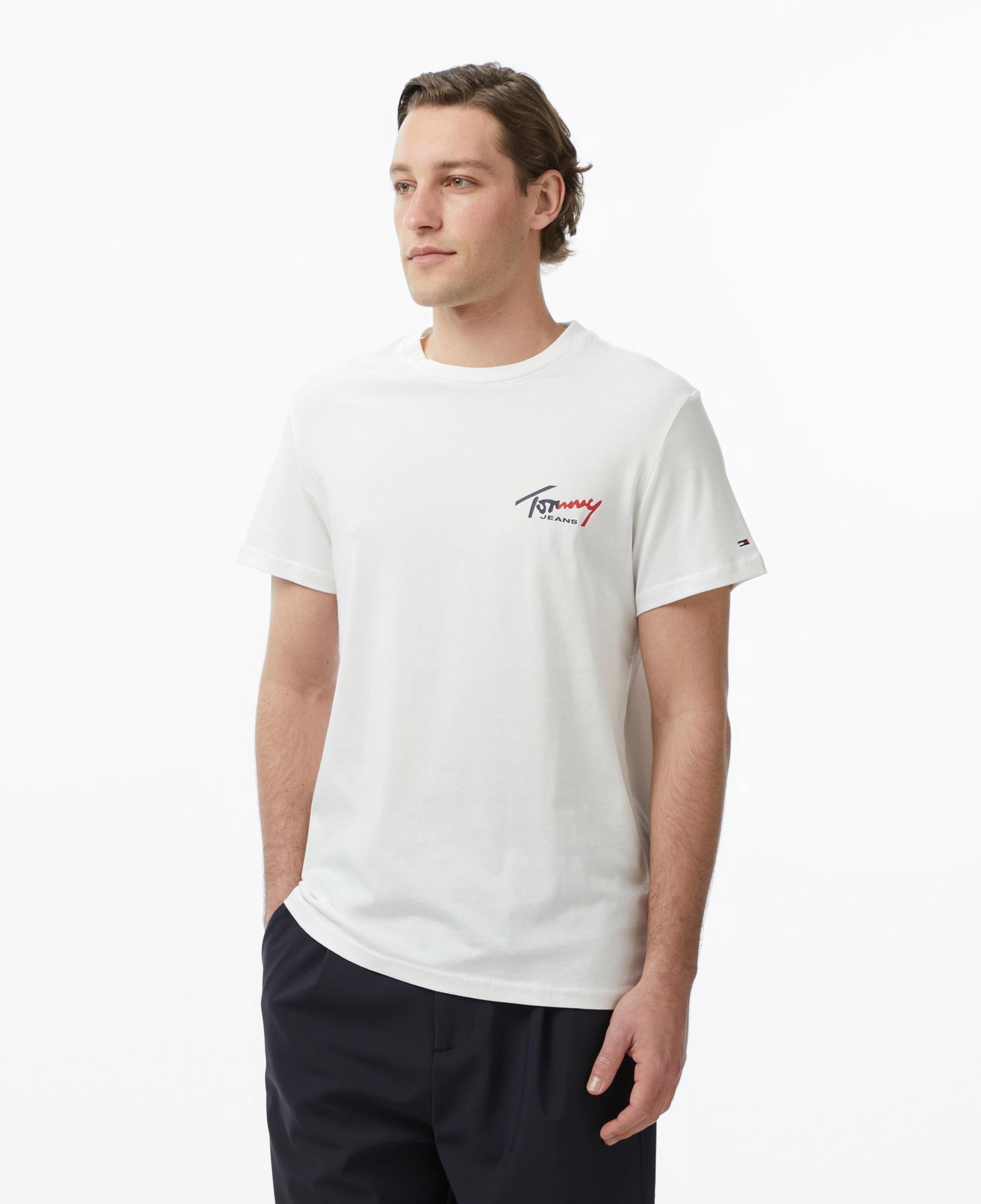 Tommy Hilfiger Signature Erkek Beyaz T-Shirt
