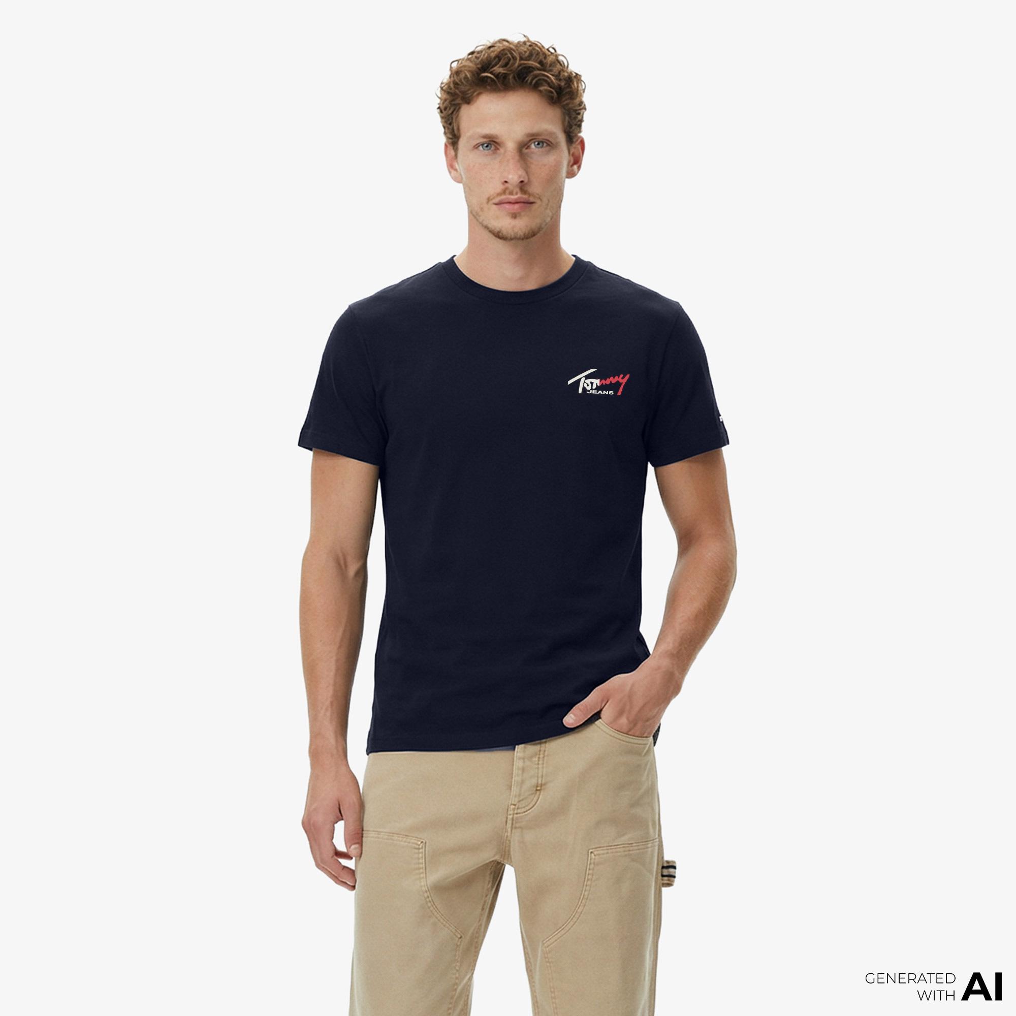 Tommy Hilfiger Signature Erkek Lacivert T-Shirt