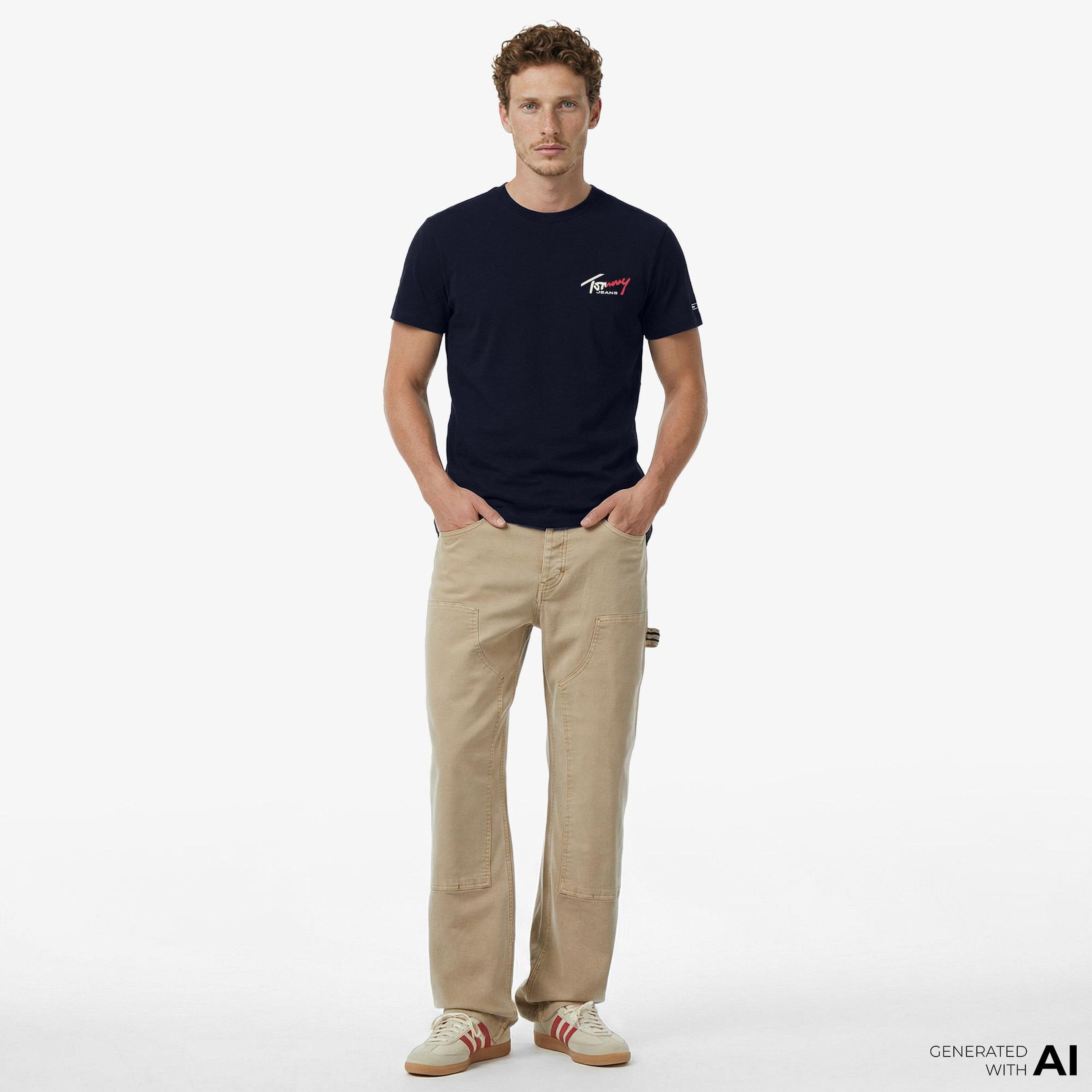 Tommy Hilfiger Signature Erkek Lacivert T-Shirt