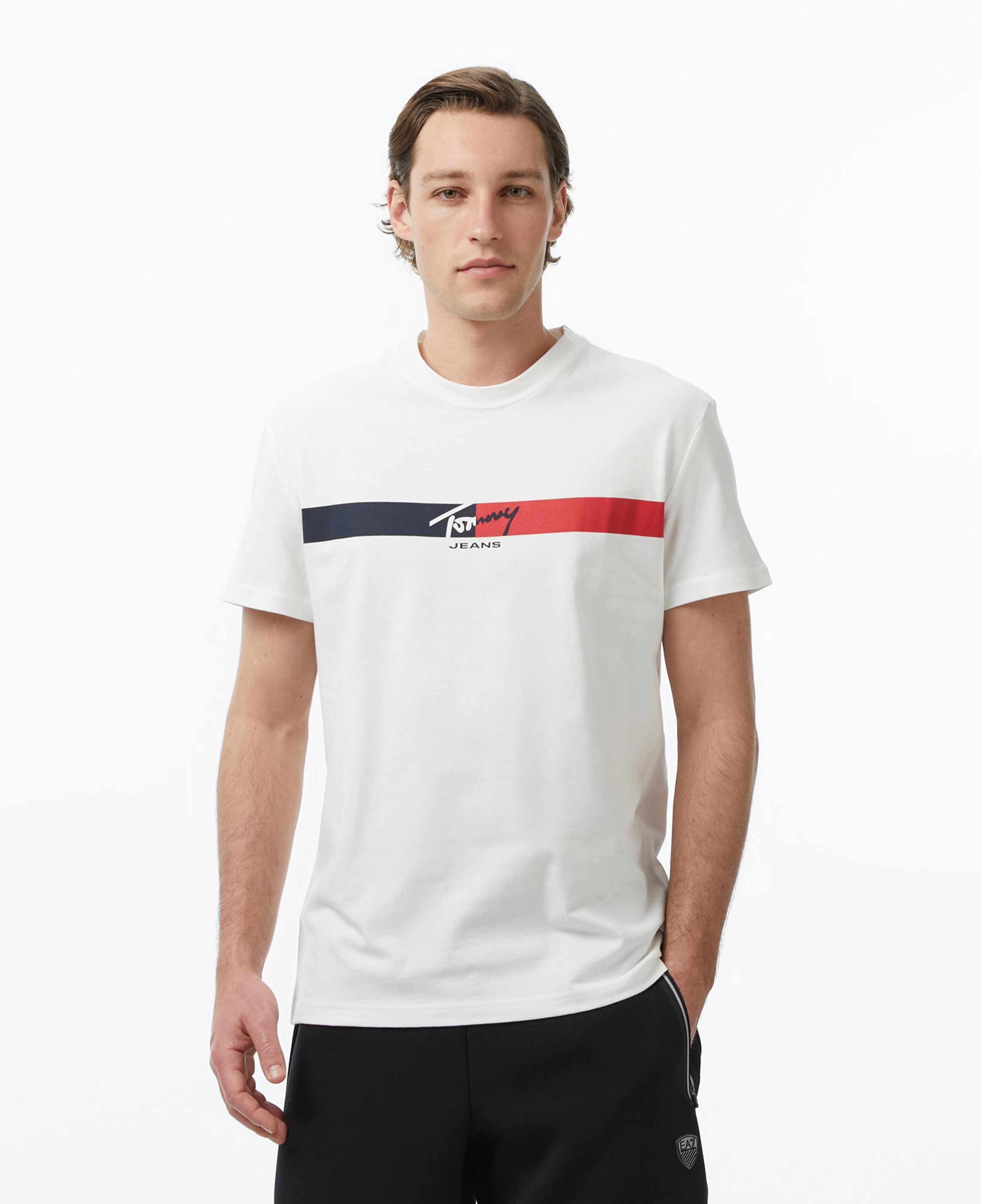 Tommy Hilfiger Signature Erkek Beyaz T-Shirt