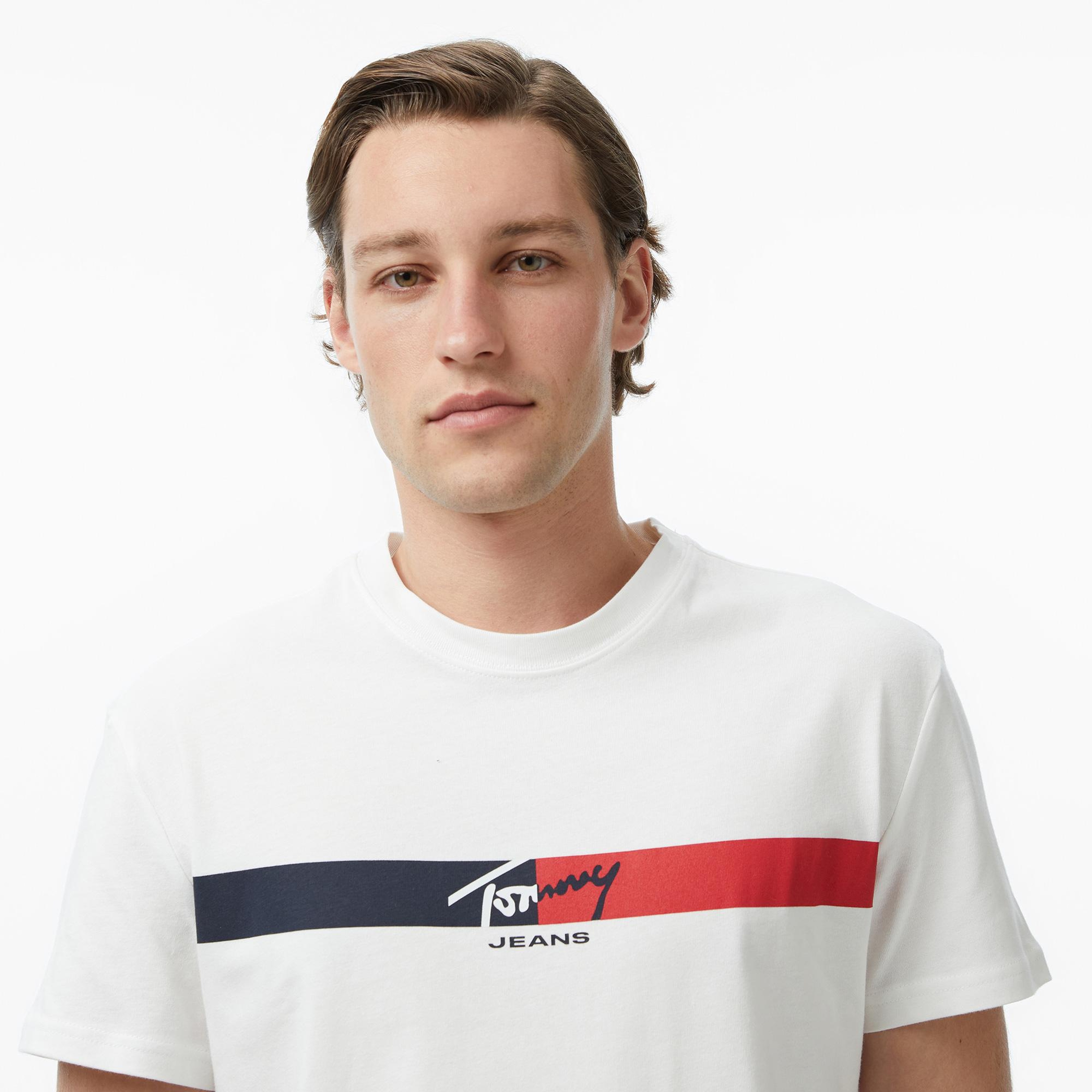 Tommy Hilfiger Signature Erkek Beyaz T-Shirt